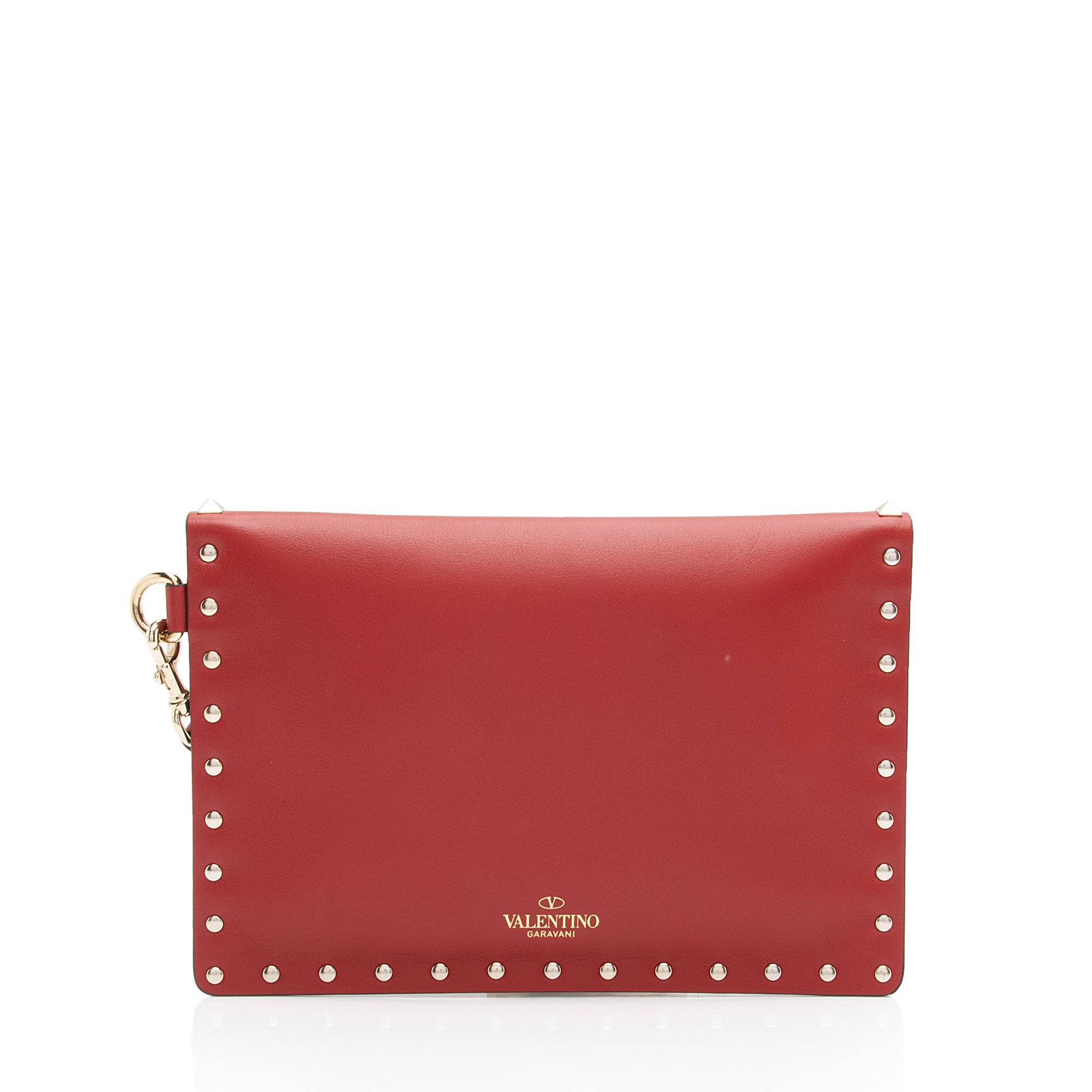 Valentino Leather Rockstud V-Flap Wristlet (SHF-c3xVhQ)