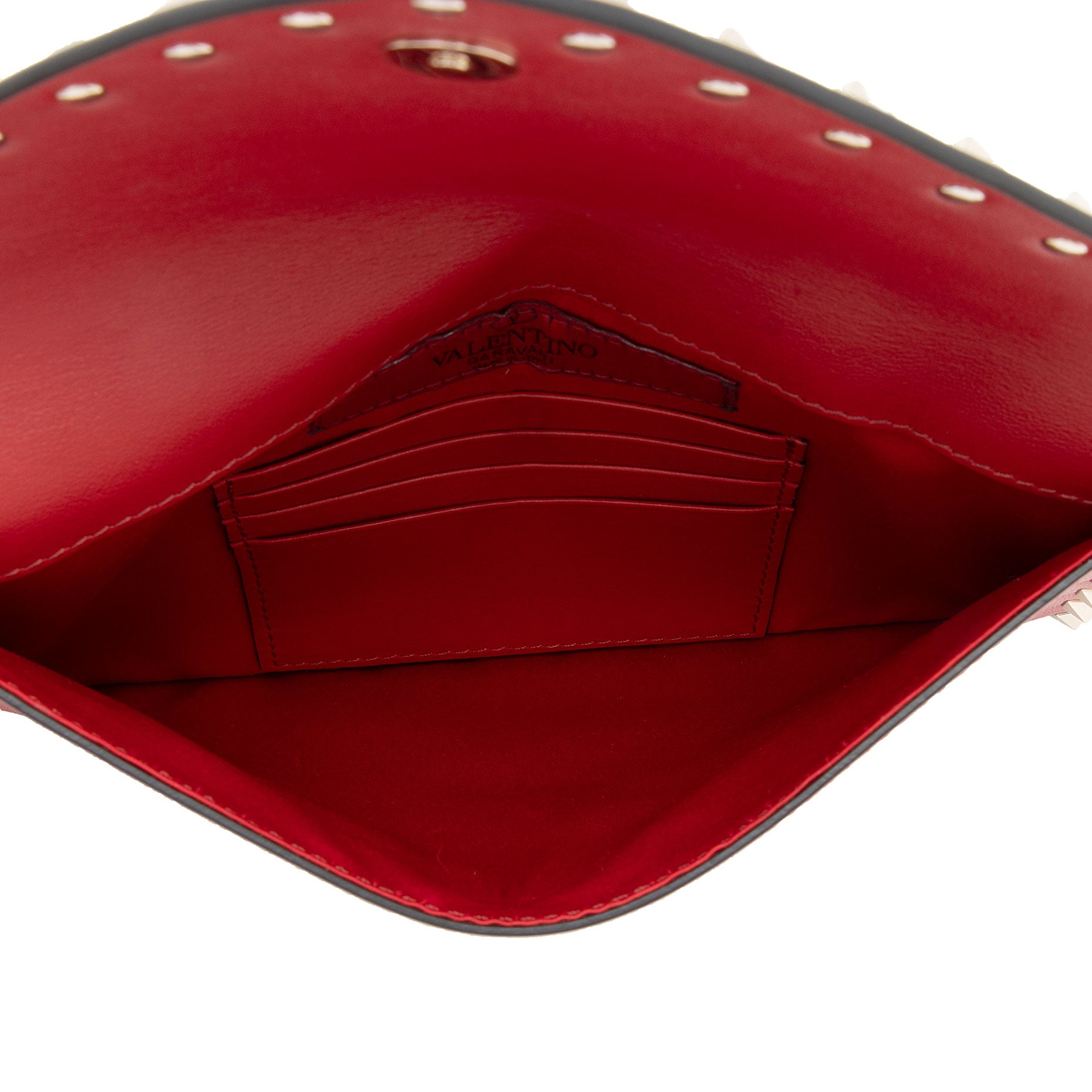 Valentino Leather Rockstud V-Flap Wristlet (SHF-c3xVhQ)