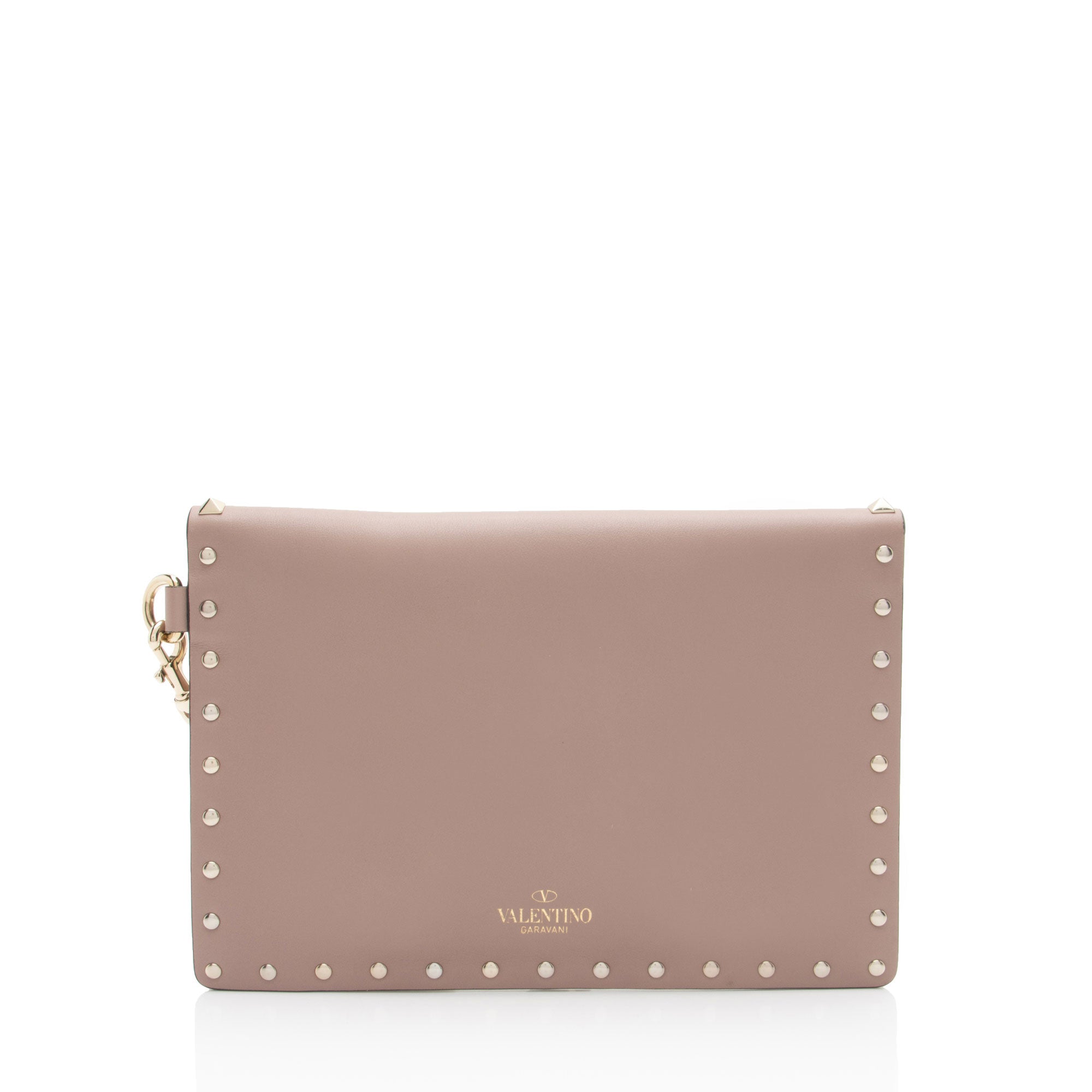 Valentino Leather Rockstud V-Flap Wristlet