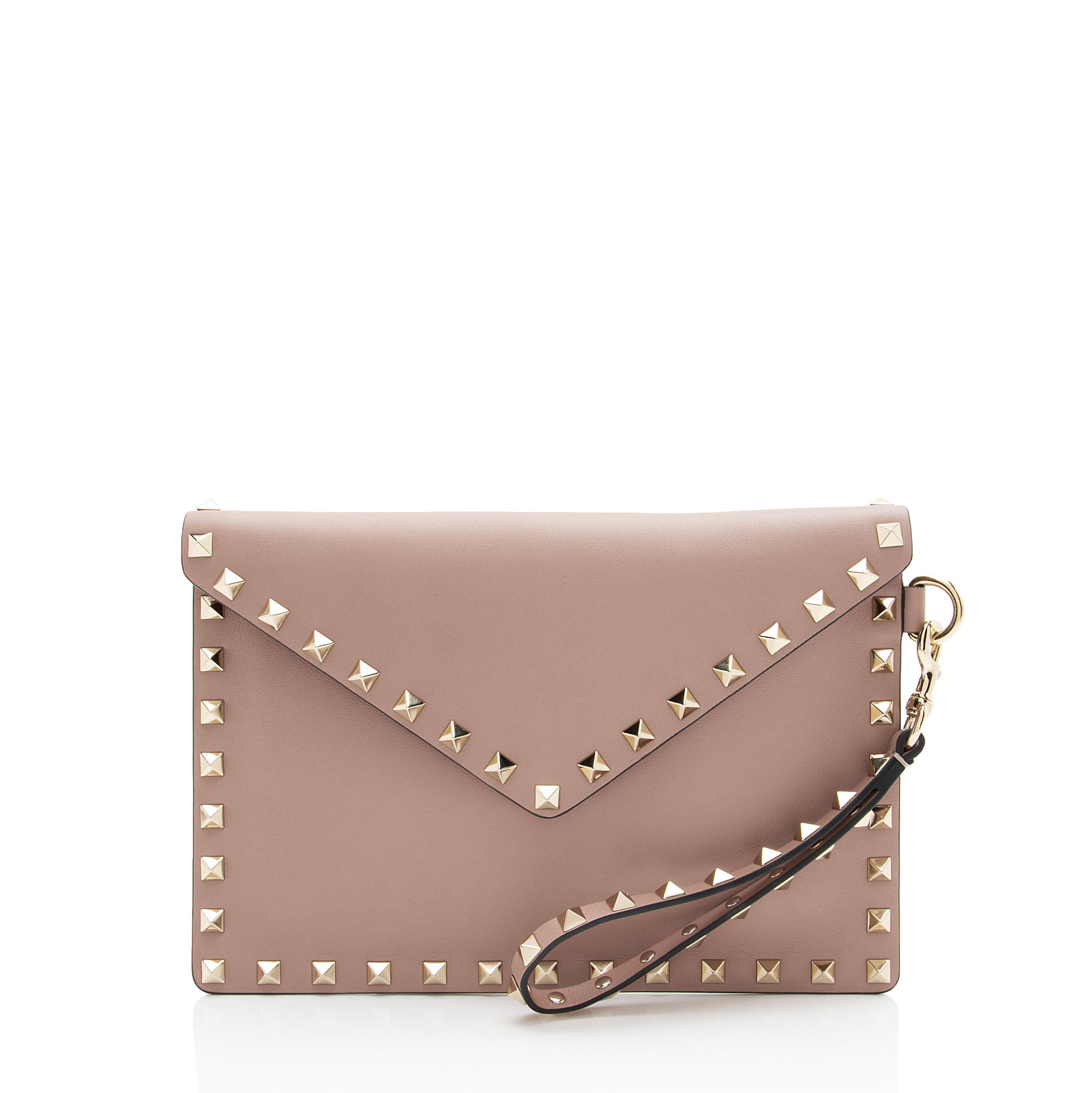 Valentino Leather Rockstud V-Flap Wristlet