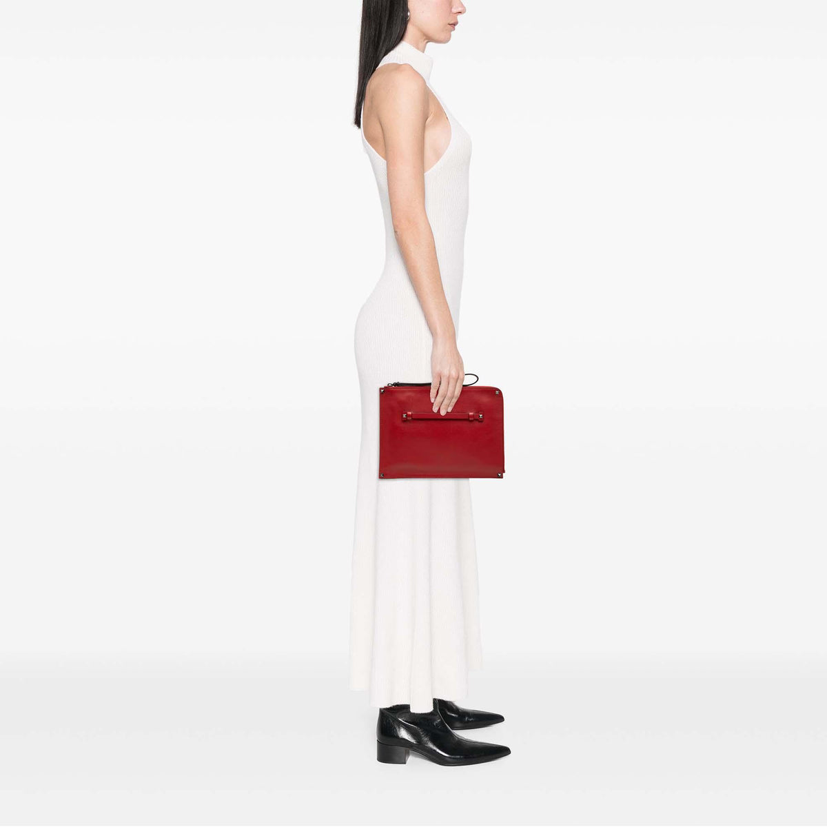 Valentino Leather Rockstud Wristlet Clutch