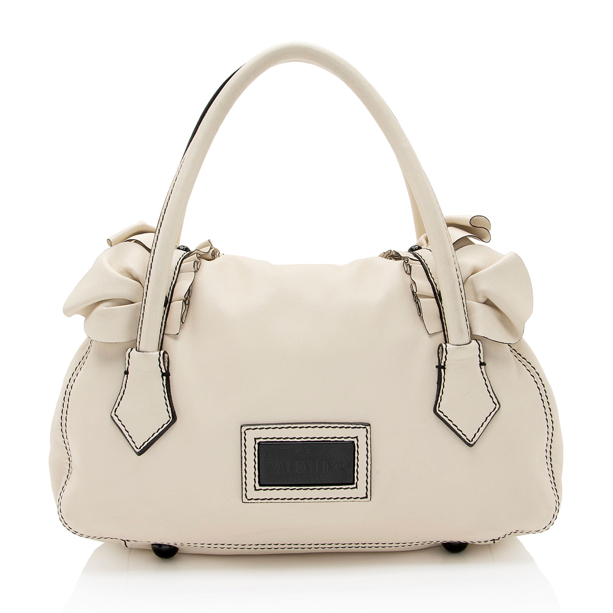 Valentino Leather Ruffle Satchel (SHF-FhNS97)