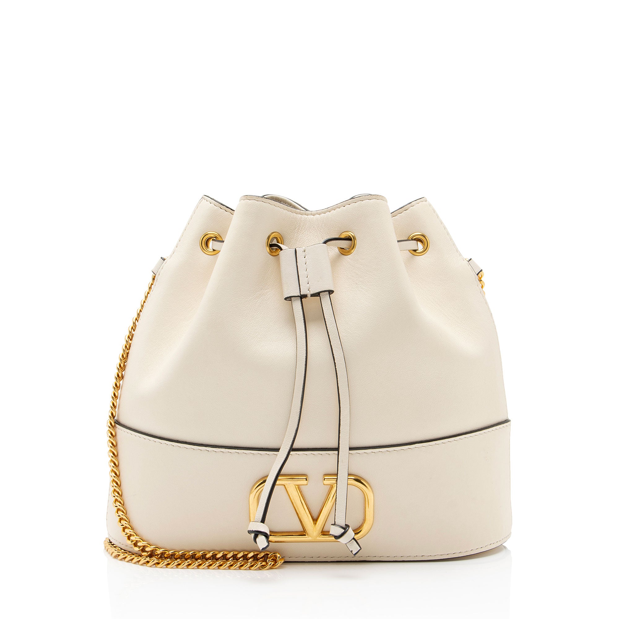 Valentino Leather VLogo Chain Mini Bucket Bag