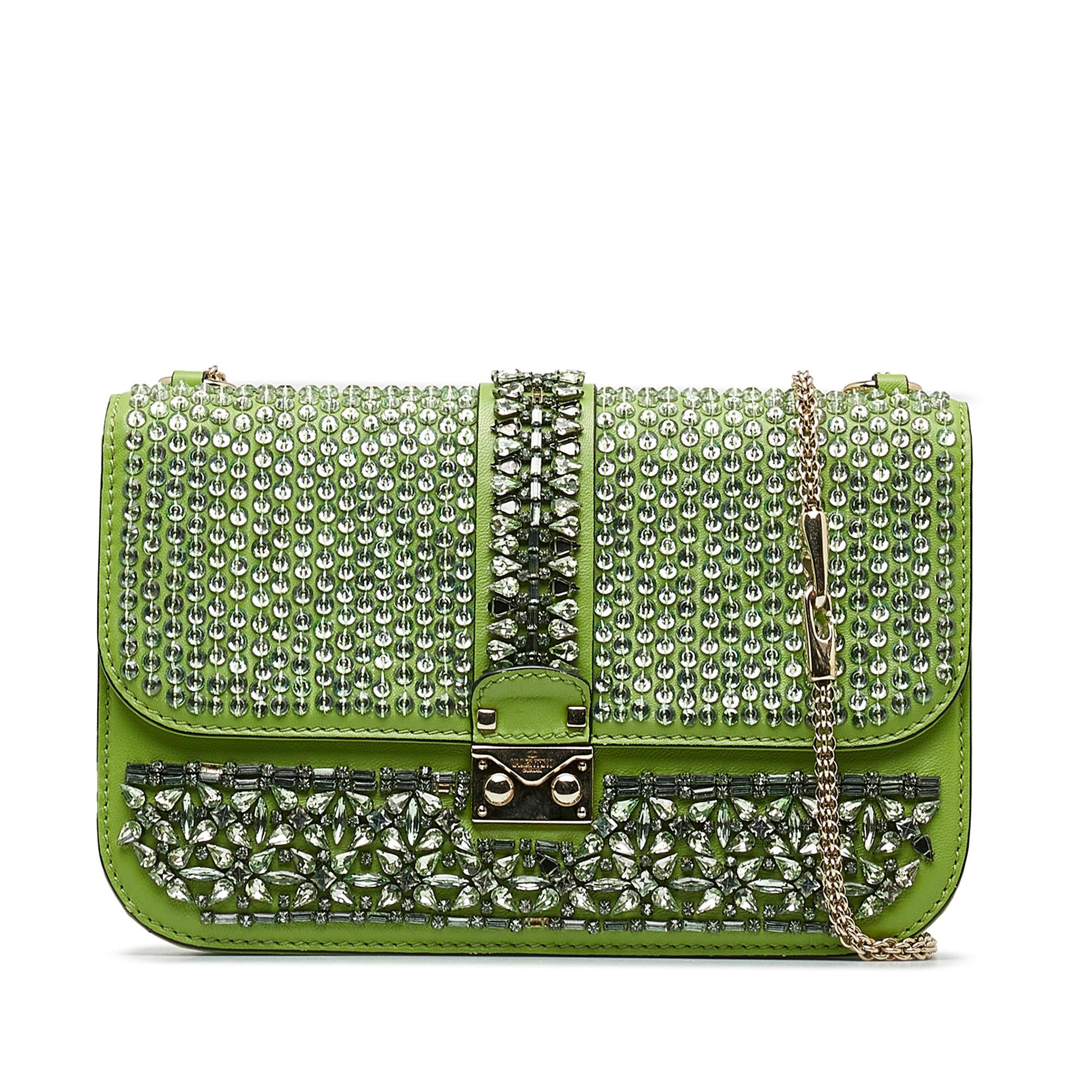 Valentino Medium Crystal Embellished Glam Lock Crossbody (SHG-yANQEI)