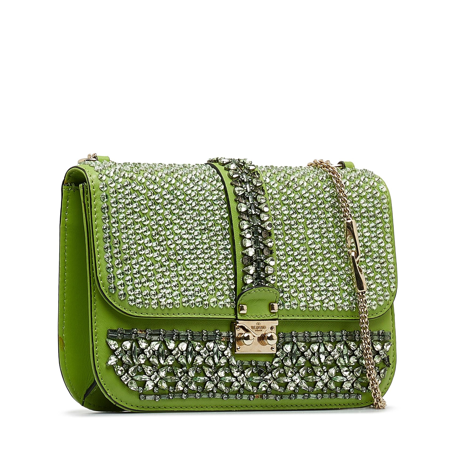 Valentino Medium Crystal Embellished Glam Lock Crossbody (SHG-yANQEI)