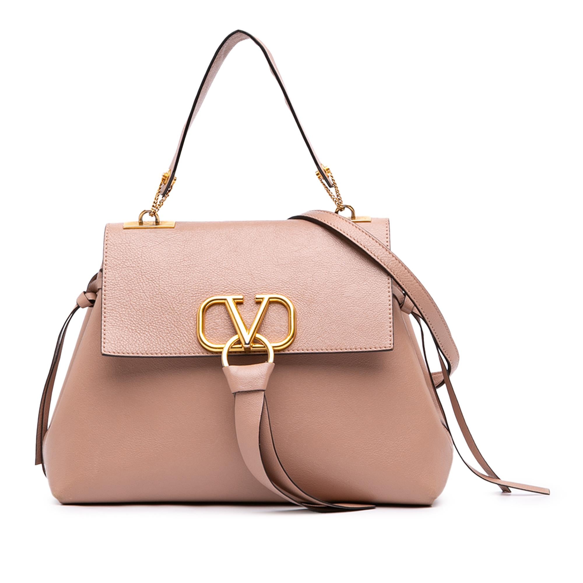 Valentino Medium Grained Calfskin VRing Top Handle Bag