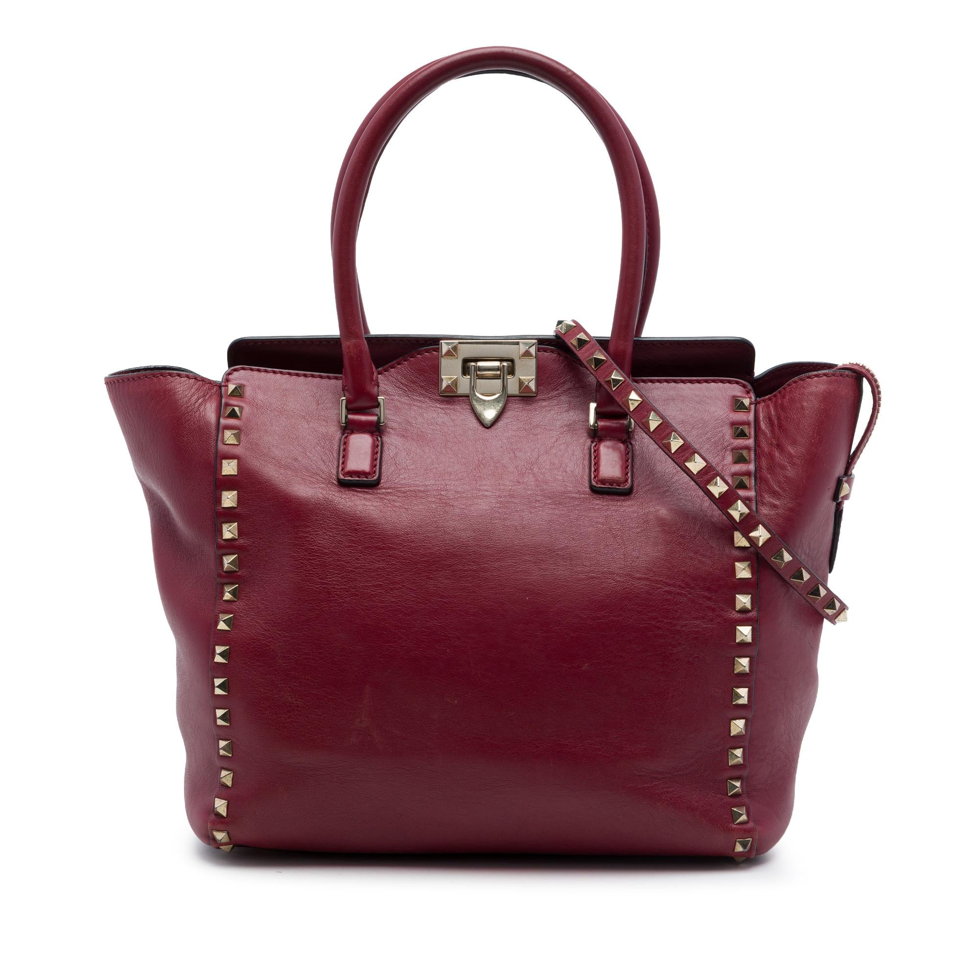 Valentino Medium Leather Rockstud Double Handle Tote