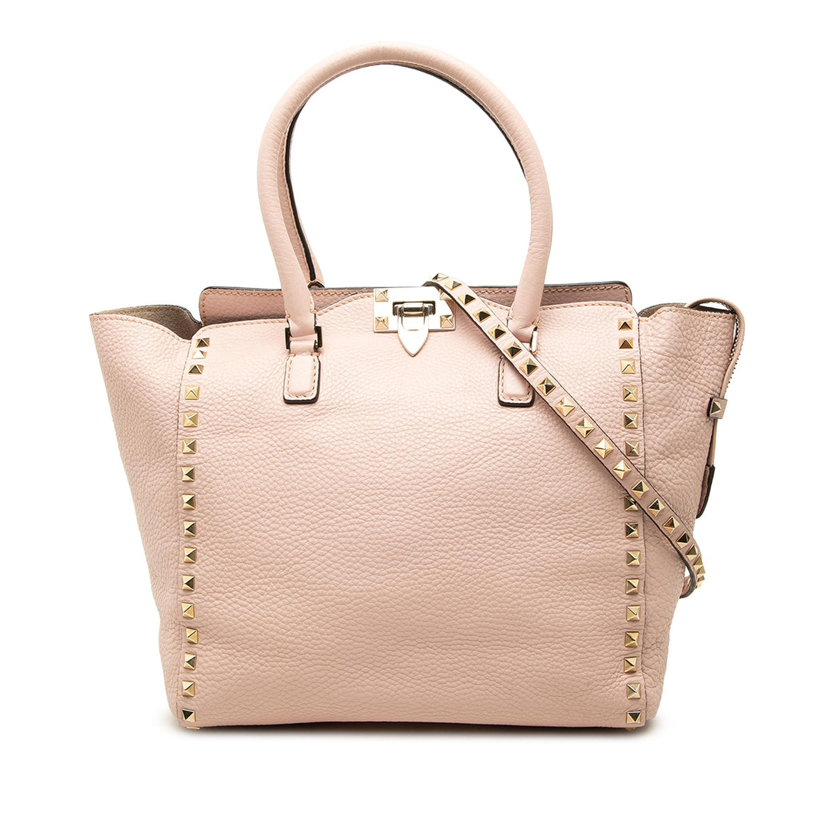 Valentino Medium Leather Rockstud Double Handle Tote