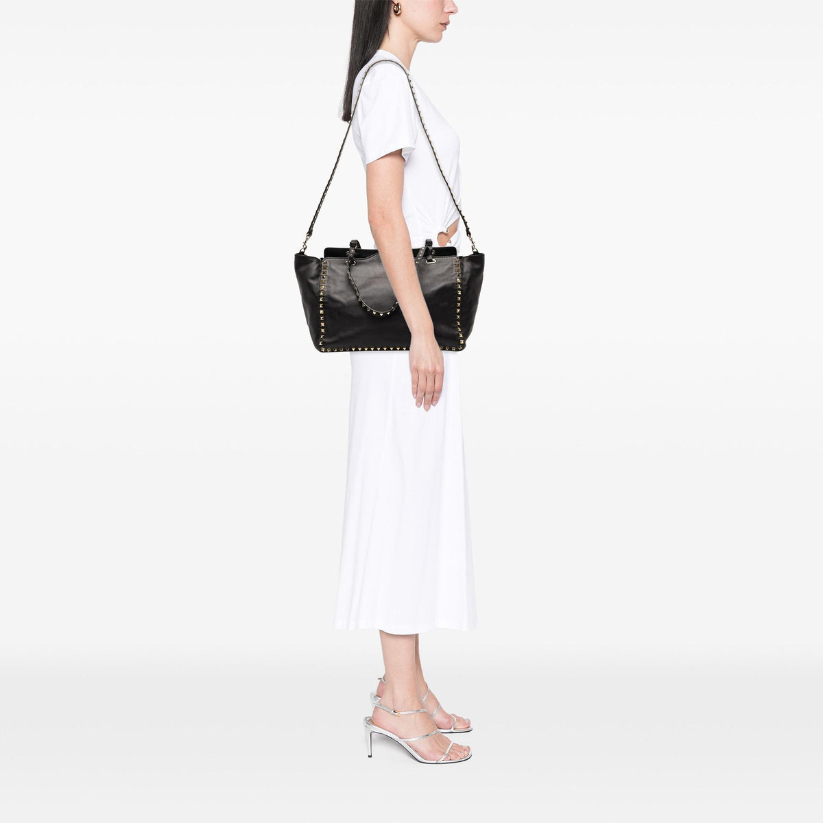 Valentino Medium Leather Rockstud Trapeze Satchel