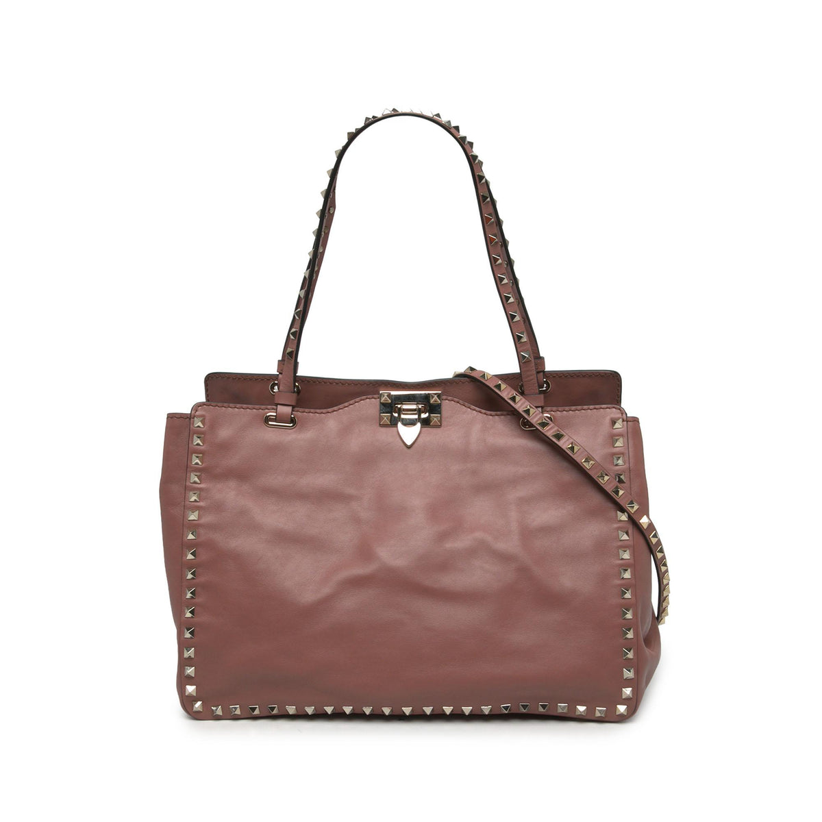 Valentino Medium Leather Rockstud Trapeze Satchel