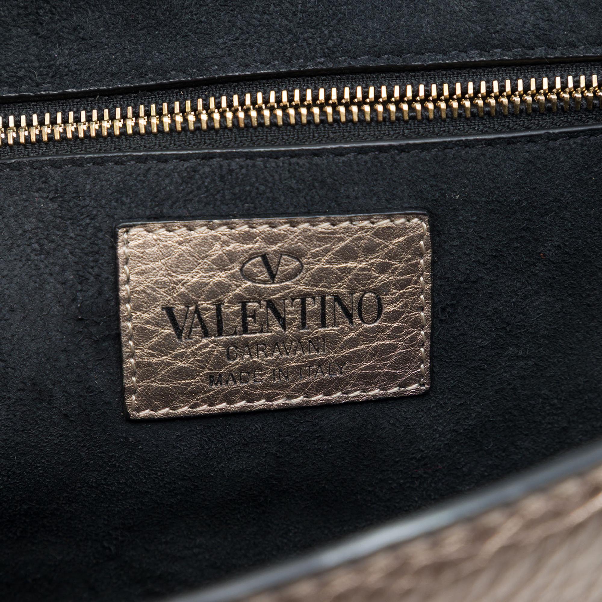 Valentino Medium Metallic Leather Rockstud Glam Lock Crossbody