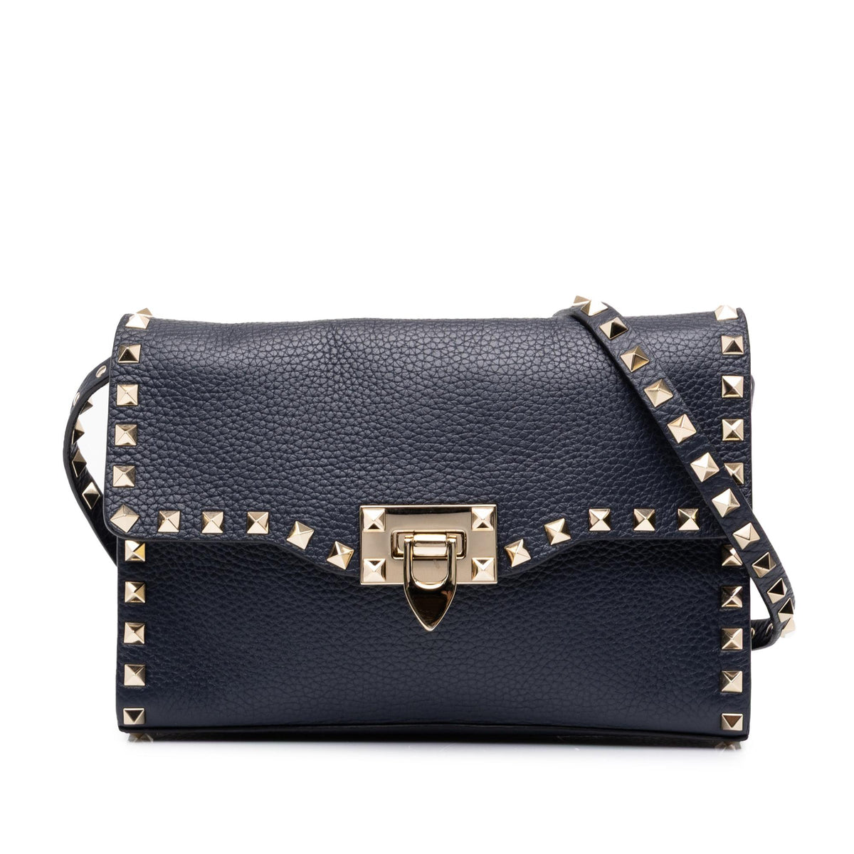 Valentino Medium Pebbled Calfskin Rockstud Flip Lock Crossbody