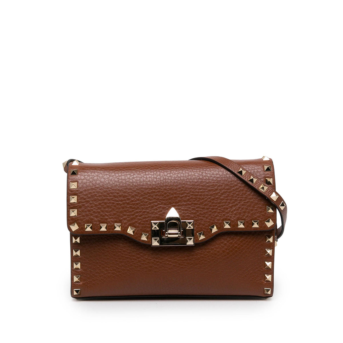 Valentino Medium Pebbled Calfskin Rockstud Flip Lock Crossbody