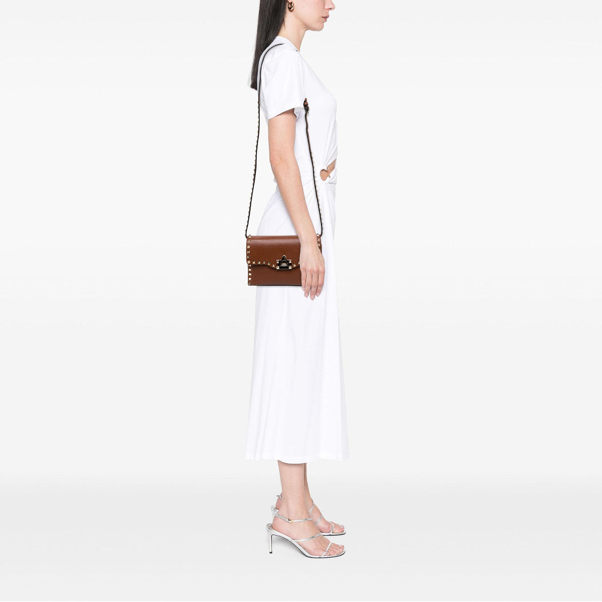 Valentino Medium Pebbled Calfskin Rockstud Flip Lock Crossbody