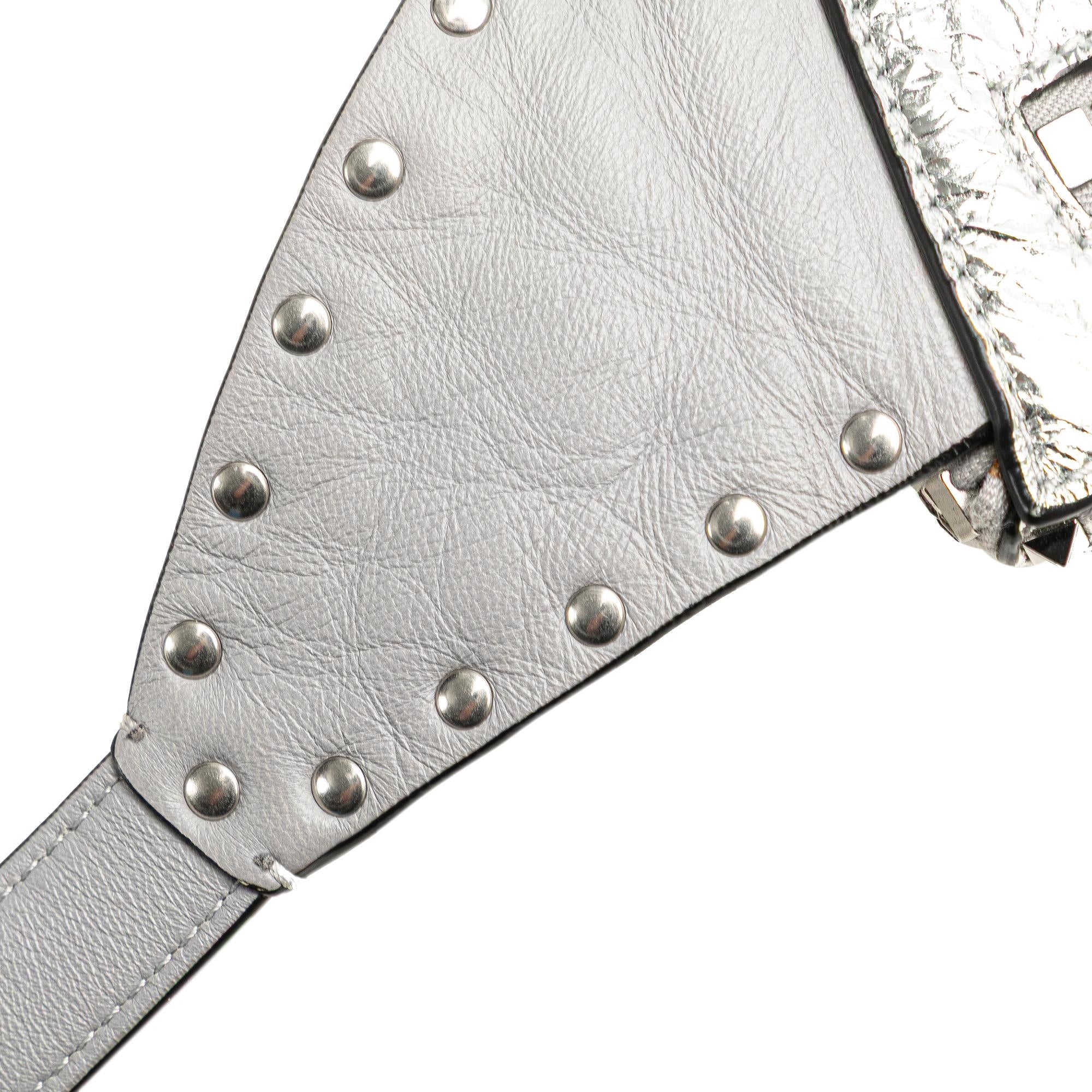 Valentino Metallic Craquele Nappa Rockstud Spike Belt Bag