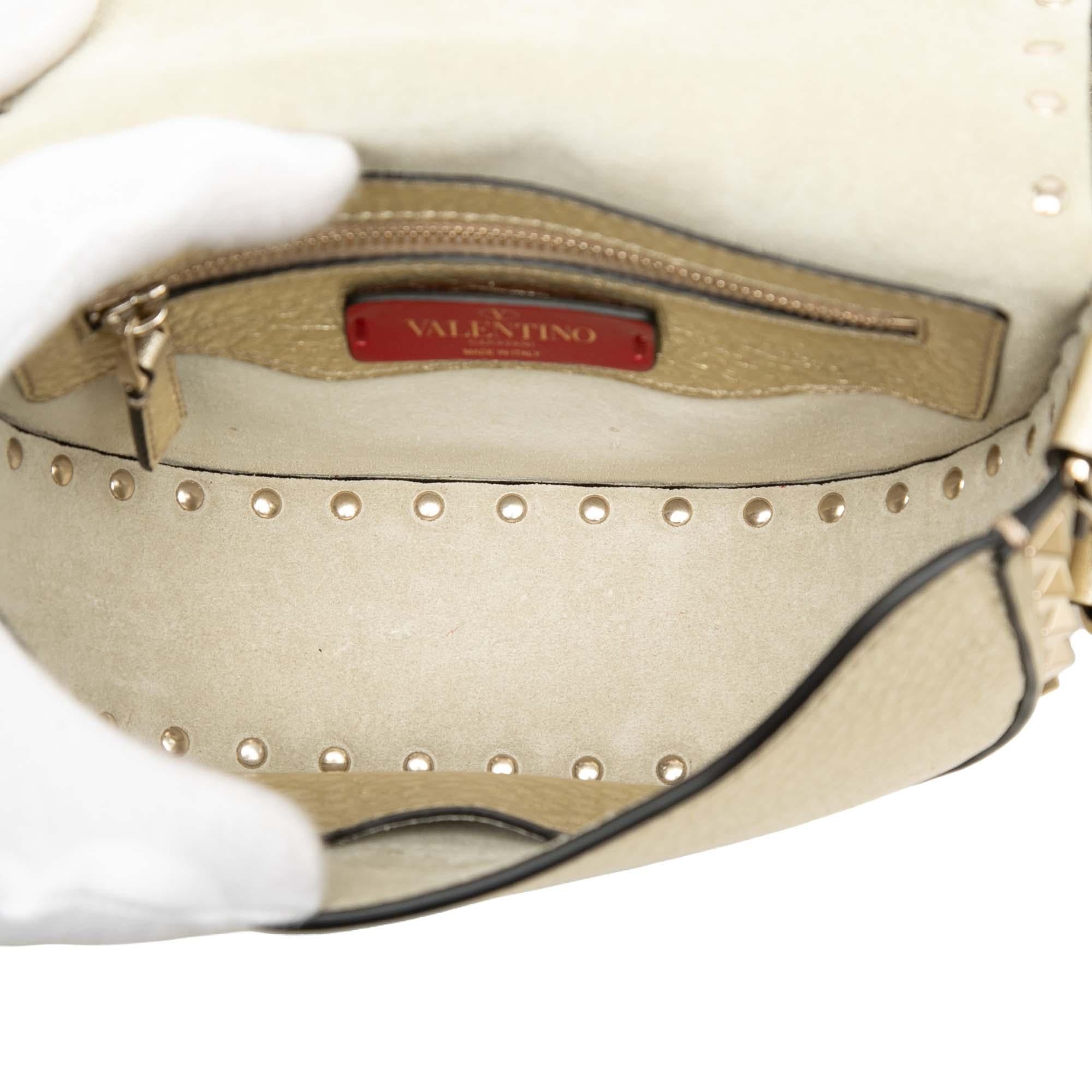 Valentino Metallic Grained Calfskin Rockstud Saddle Crossbody