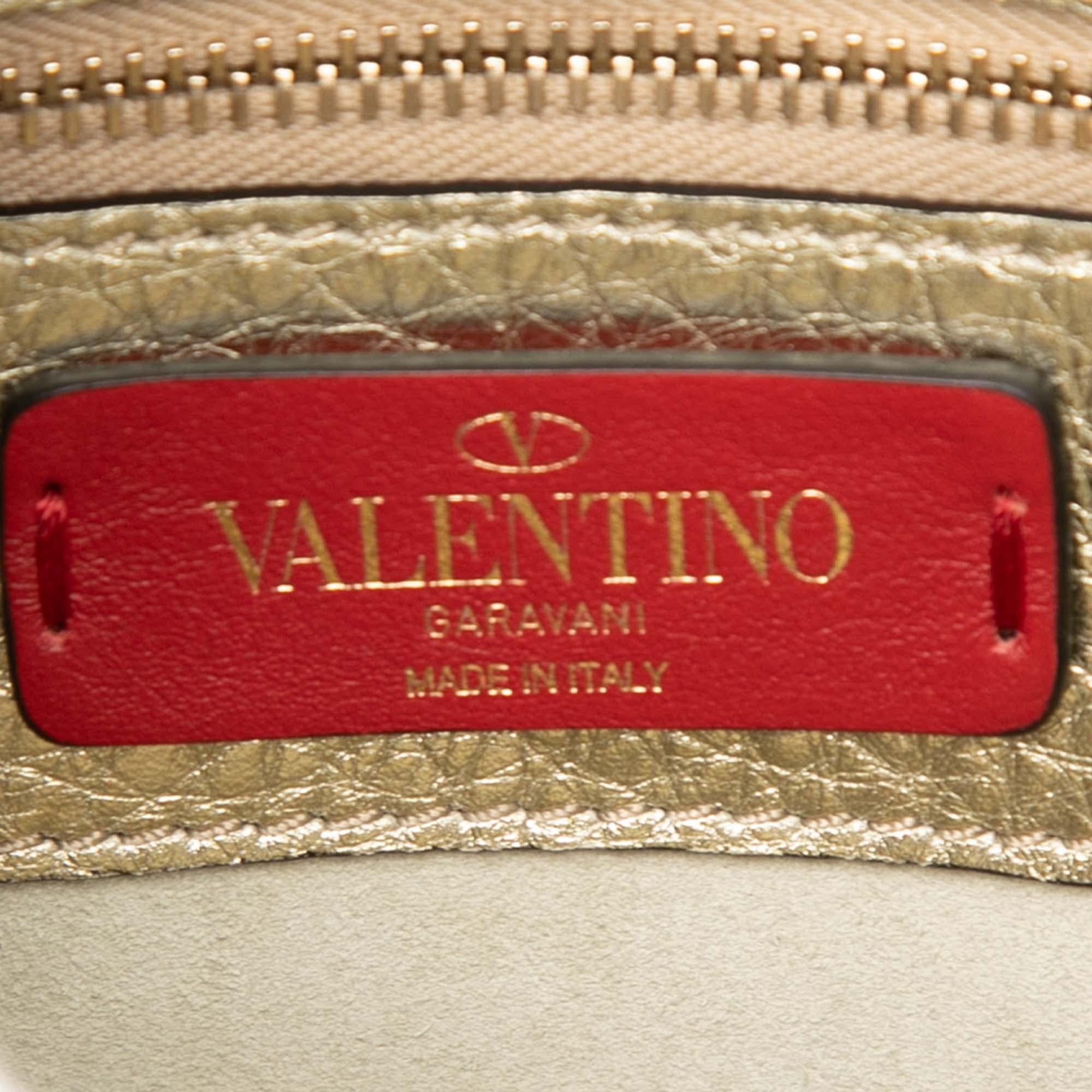 Valentino Metallic Grained Calfskin Rockstud Saddle Crossbody