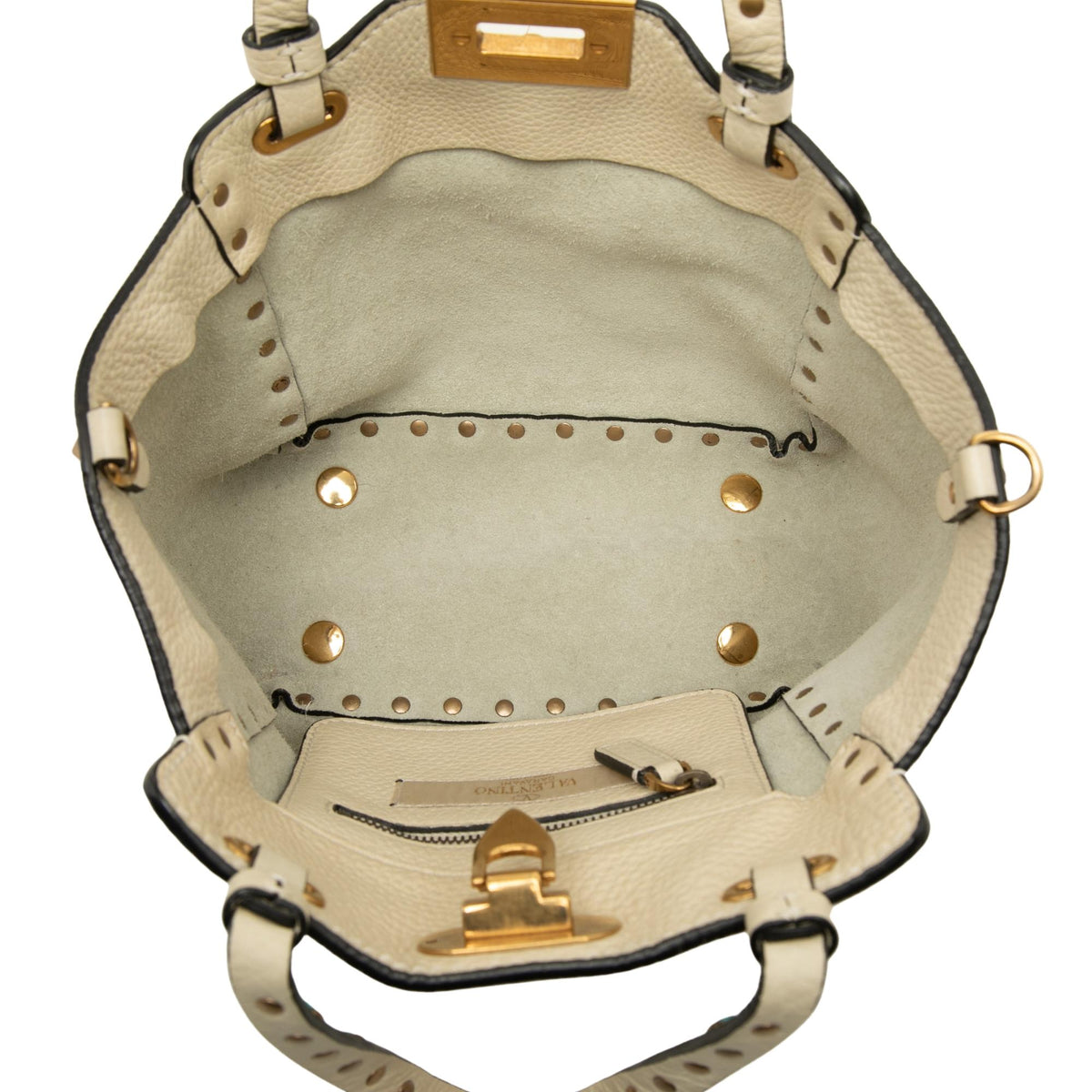 Valentino Mini Grained Calfskin Rockstud Rolling Trapeze Satchel