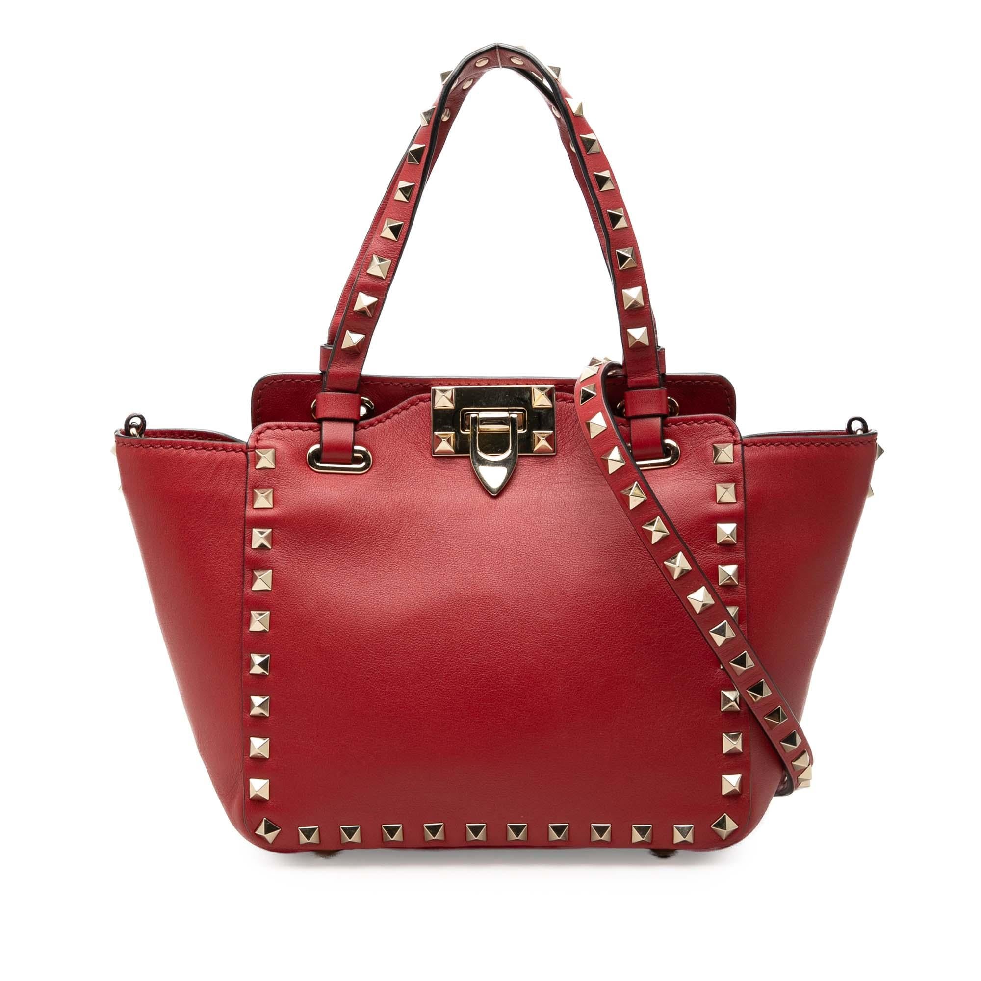 Valentino Mini Grained Calfskin Rockstud Trapeze Satchel