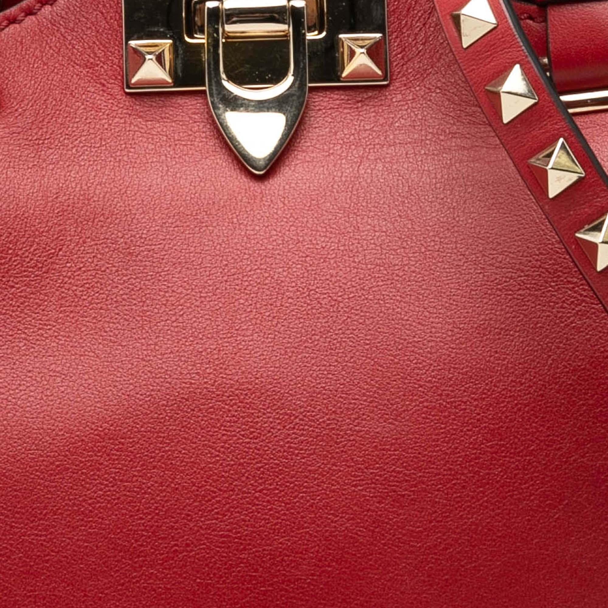 Valentino Mini Grained Calfskin Rockstud Trapeze Satchel