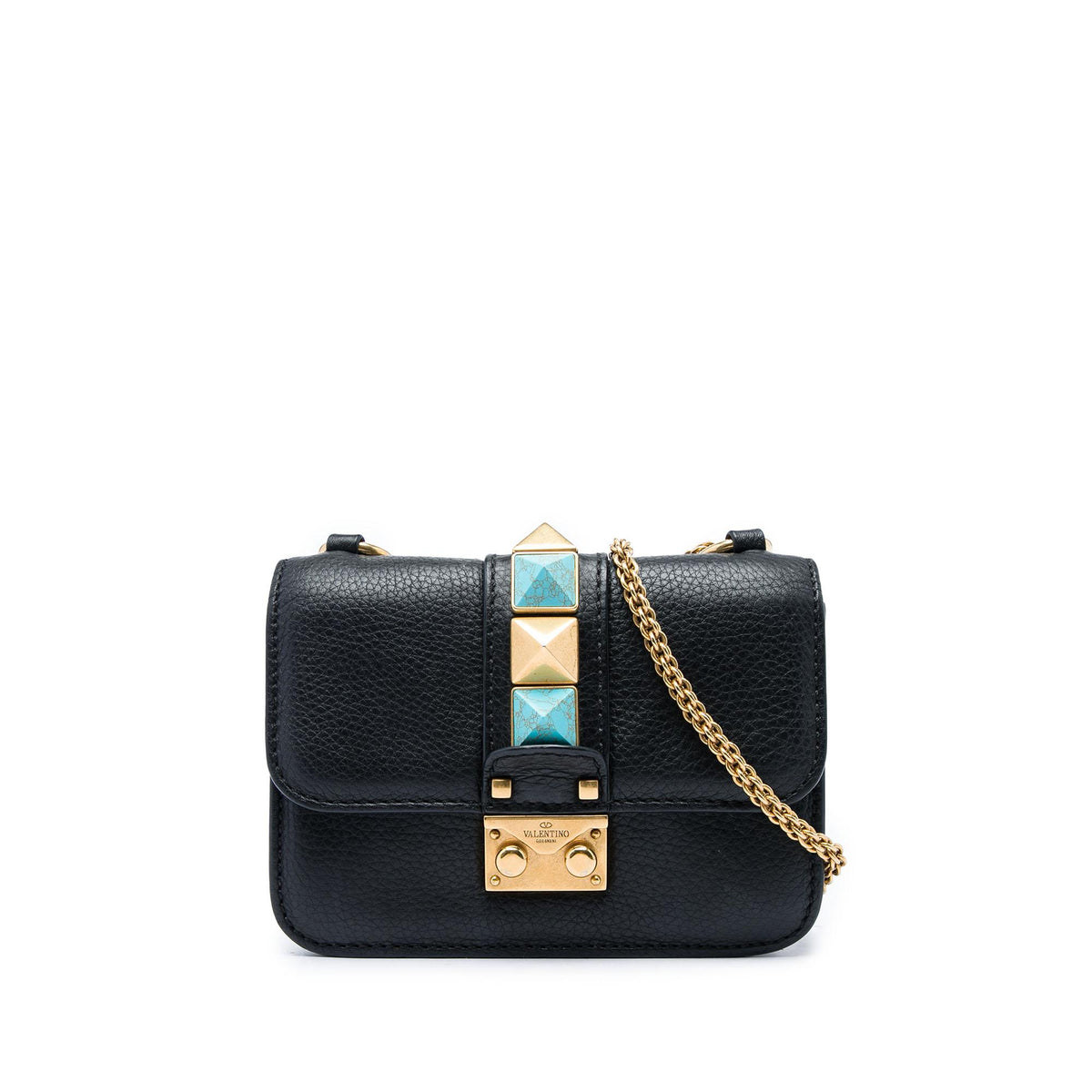 Valentino Mini Leather Rockstud Rolling Glam Lock Crossbody