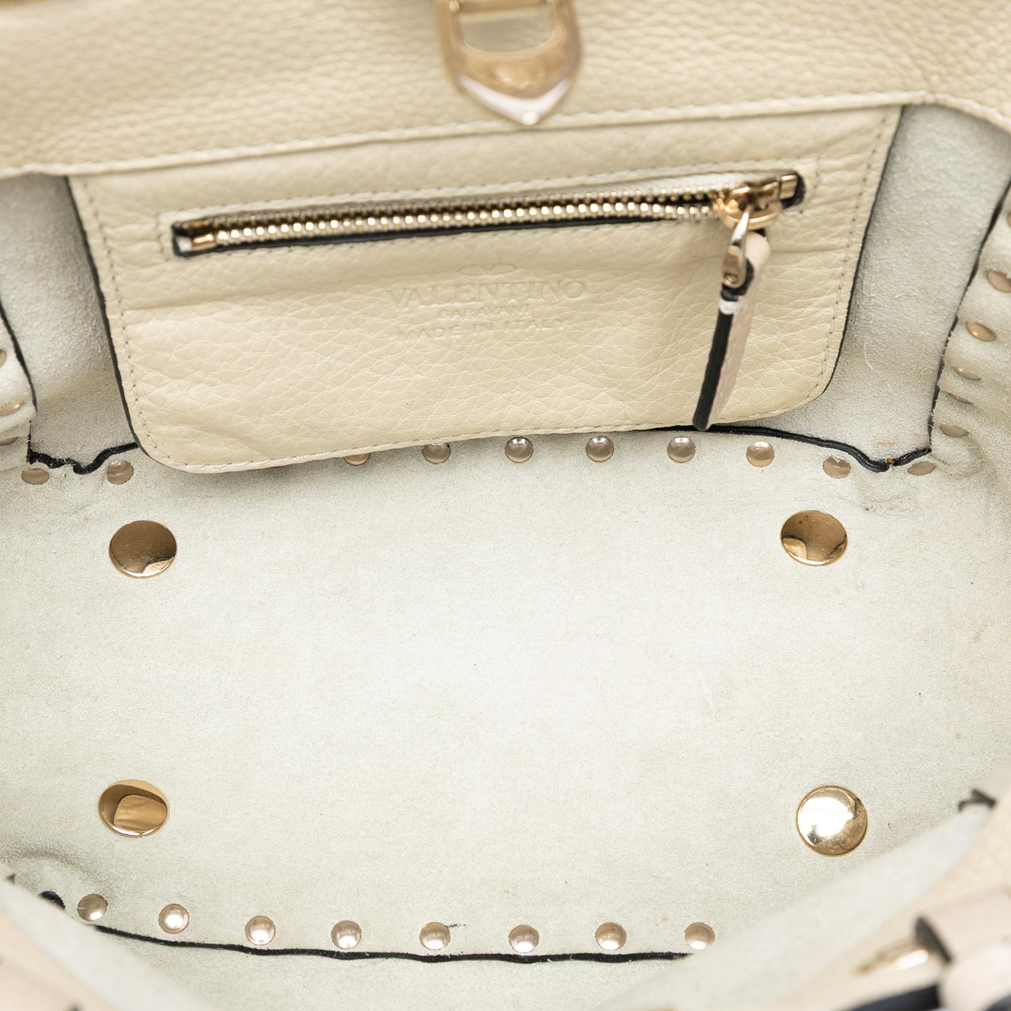 Valentino Mini Pebbled Calfskin Rockstud Trapeze Satchel