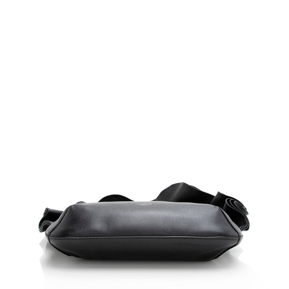 Valentino Nappa Leather Atelier 04 Rouches Edition Ruffle Small Hobo (SHF-22179)