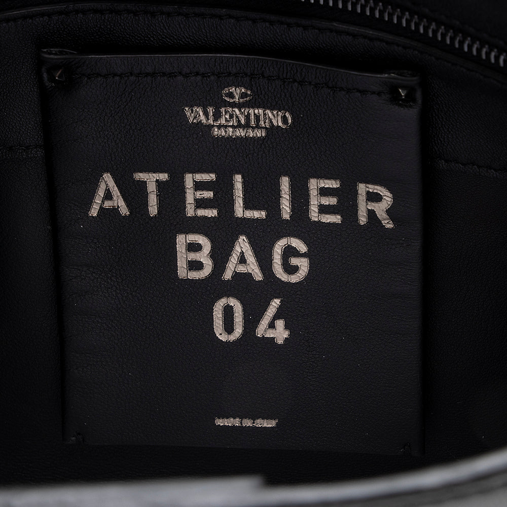 Valentino Nappa Leather Atelier 04 Rouches Edition Ruffle Small Hobo (SHF-22179)