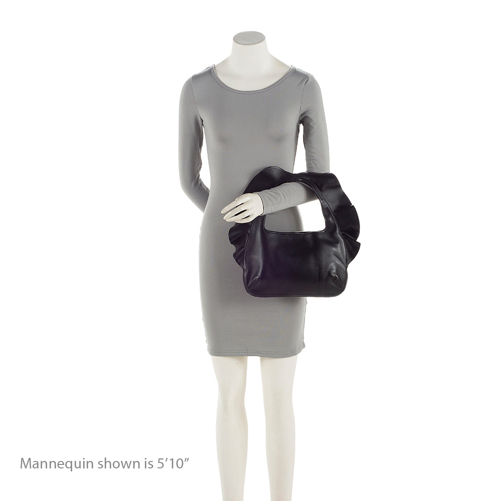 Valentino Nappa Leather Atelier 04 Rouches Edition Ruffle Small Hobo (SHF-22179)