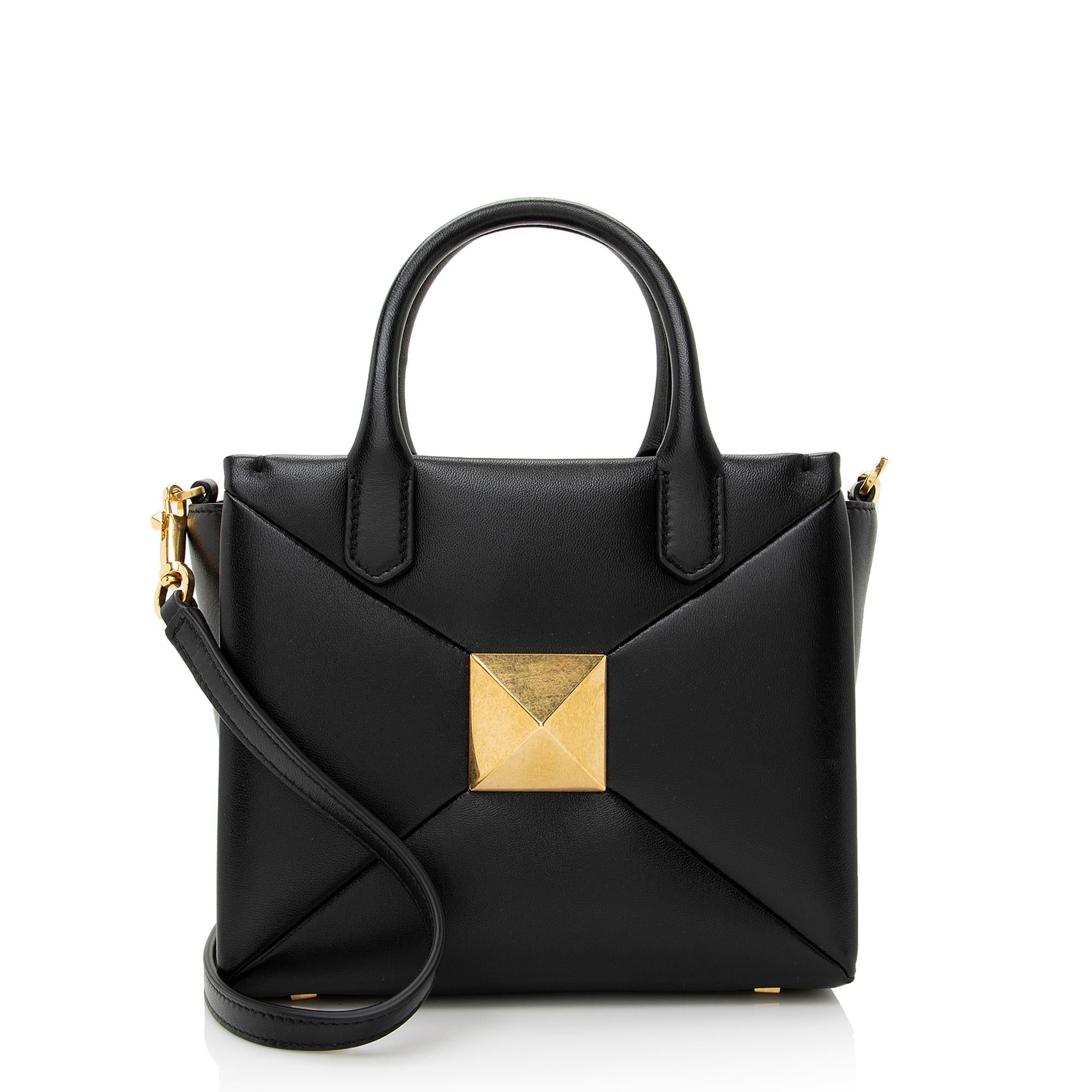 Valentino Nappa Leather One Stud Small Tote (SHF-22201)