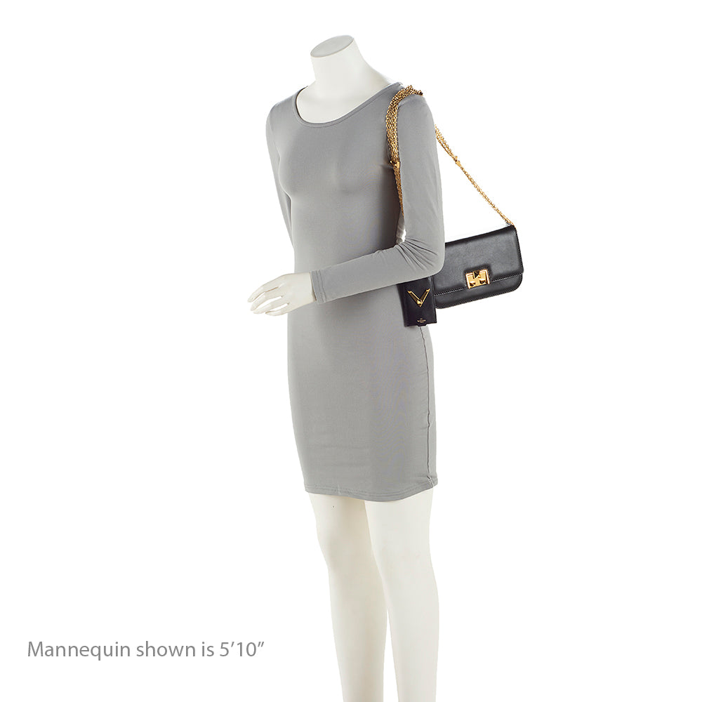 Valentino Leather Rockstud Glam Lock Shoulder Bag (SHF-20905)