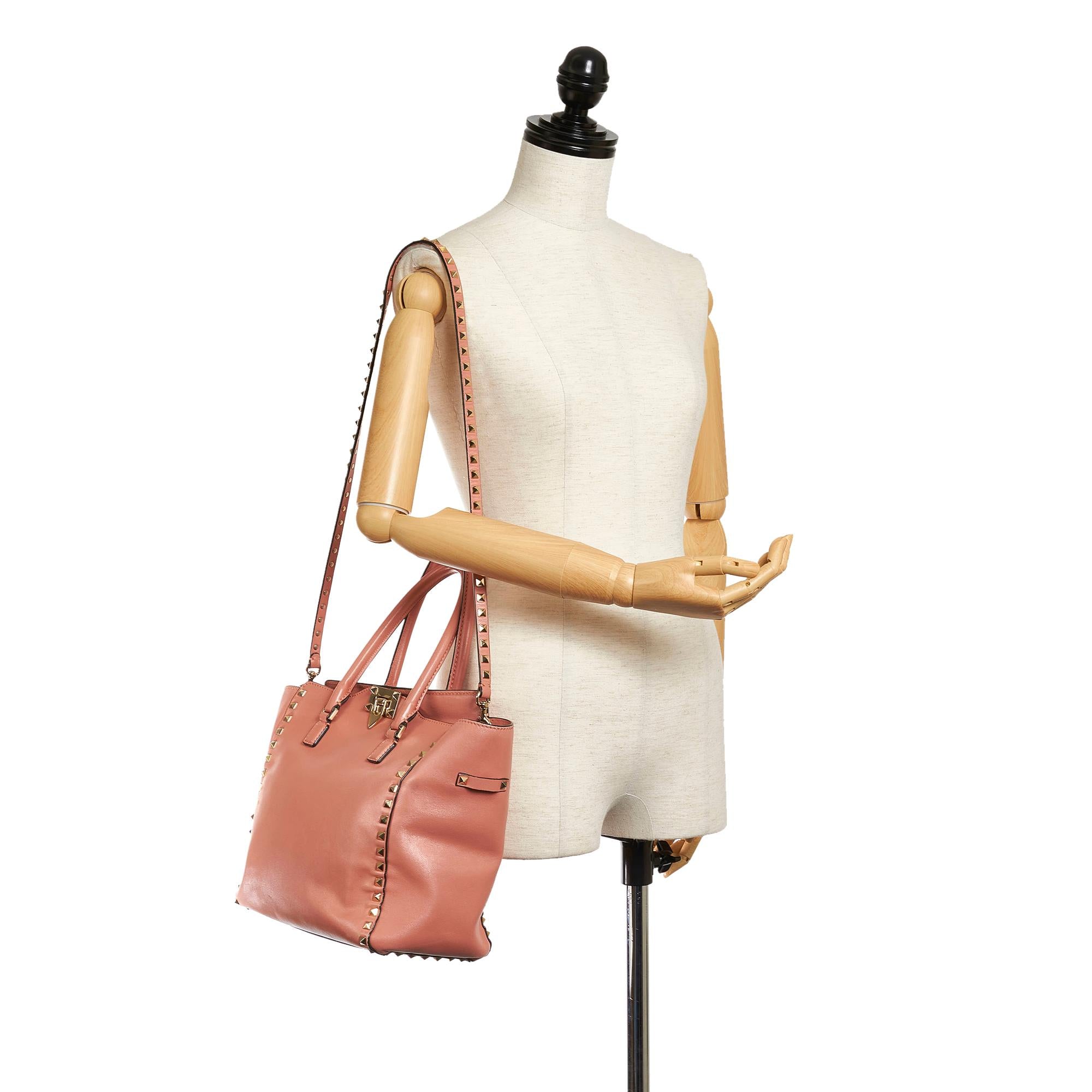 Valentino Rockstud Leather Satchel (SHG-AOLNBr)