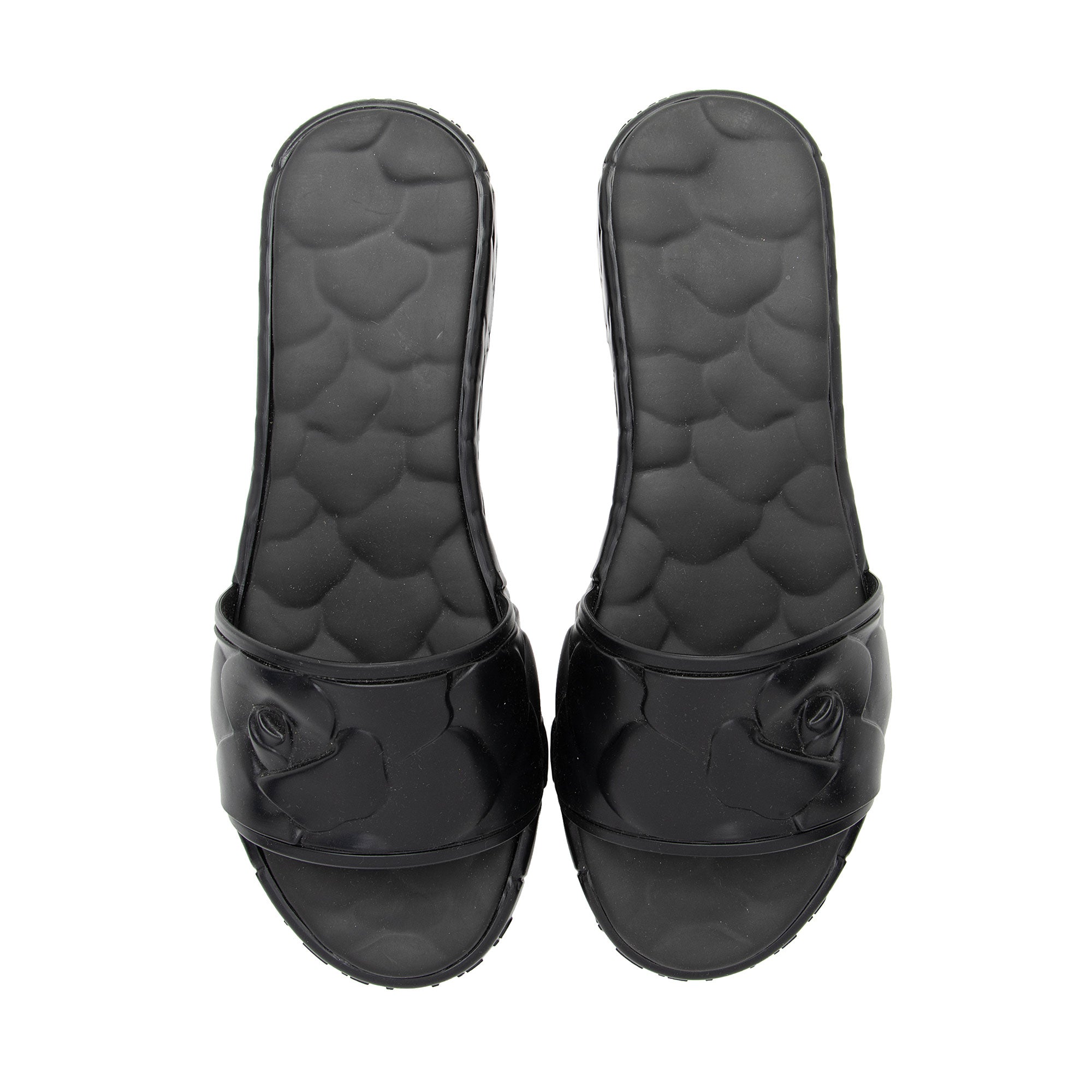 Valentino Rubber Rose Embossed Slide Sandals - Size 6 / 36 (SHF-FhHF24)