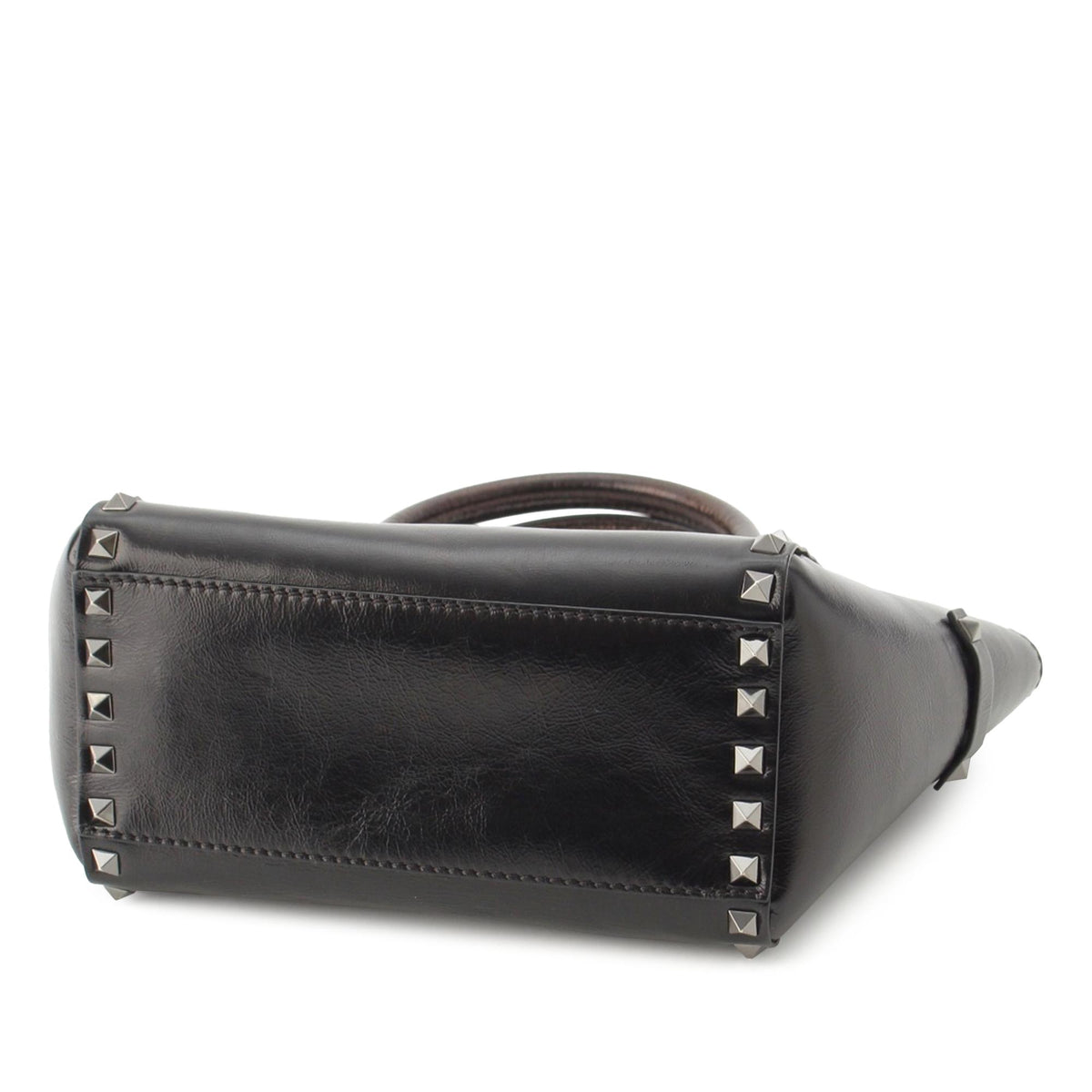Valentino Small Crinkled Calfskin Rockstud Double Handle Tote