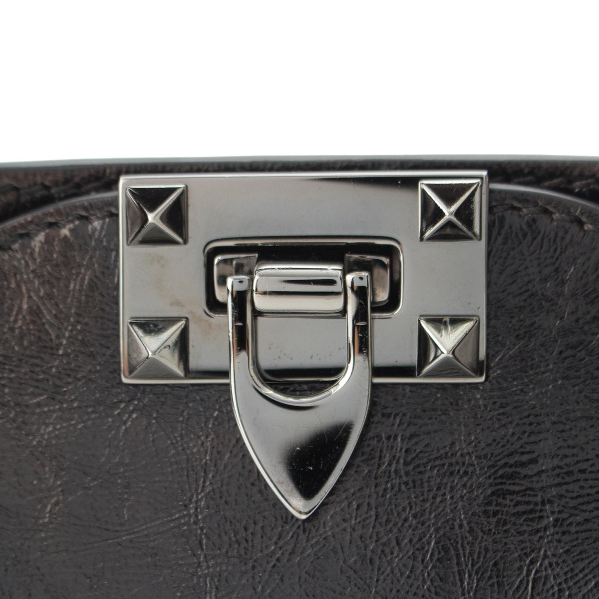 Valentino Small Crinkled Calfskin Rockstud Double Handle Tote