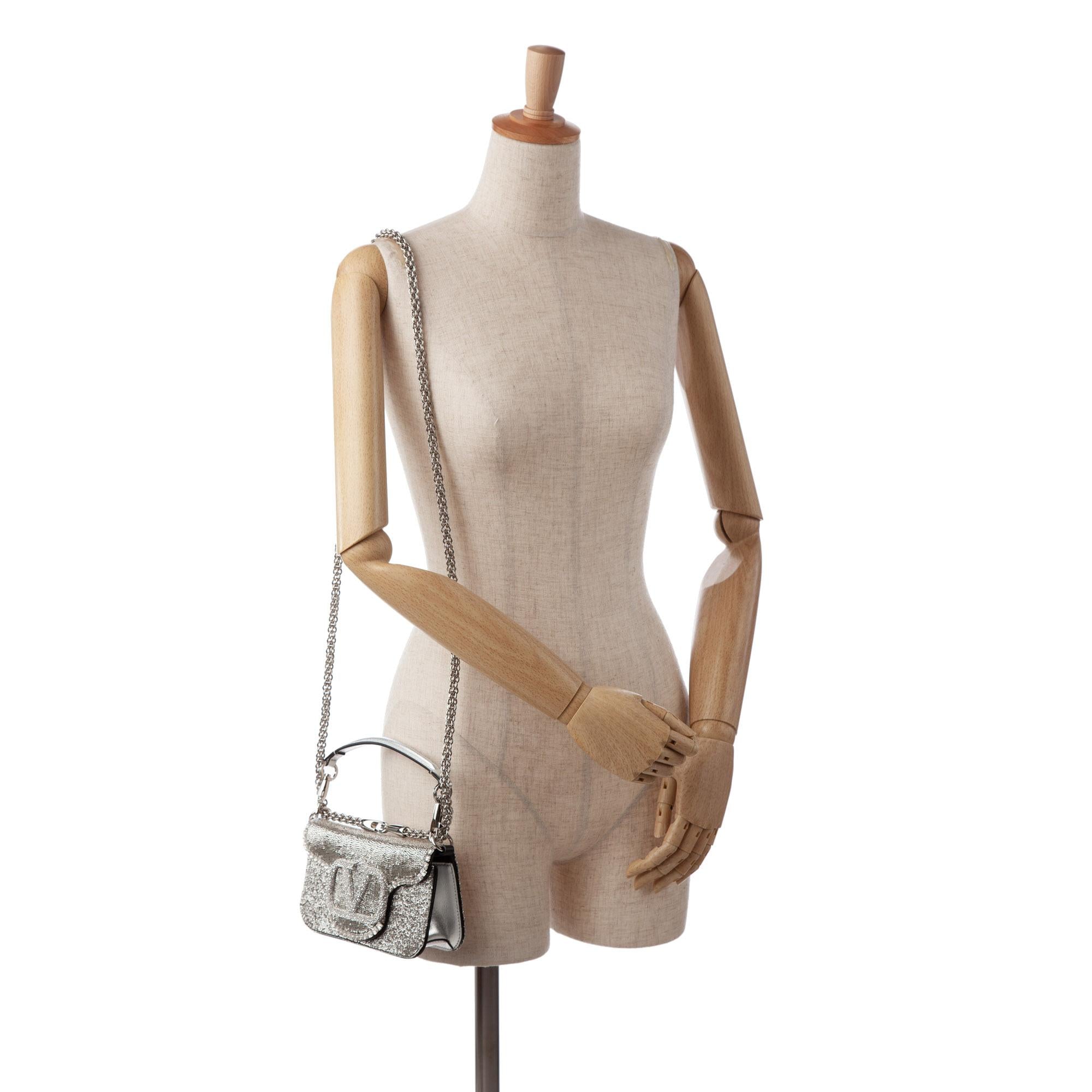 Valentino Small Crystal Embellished Loco VLogo Satchel (SHG-voDPnk)