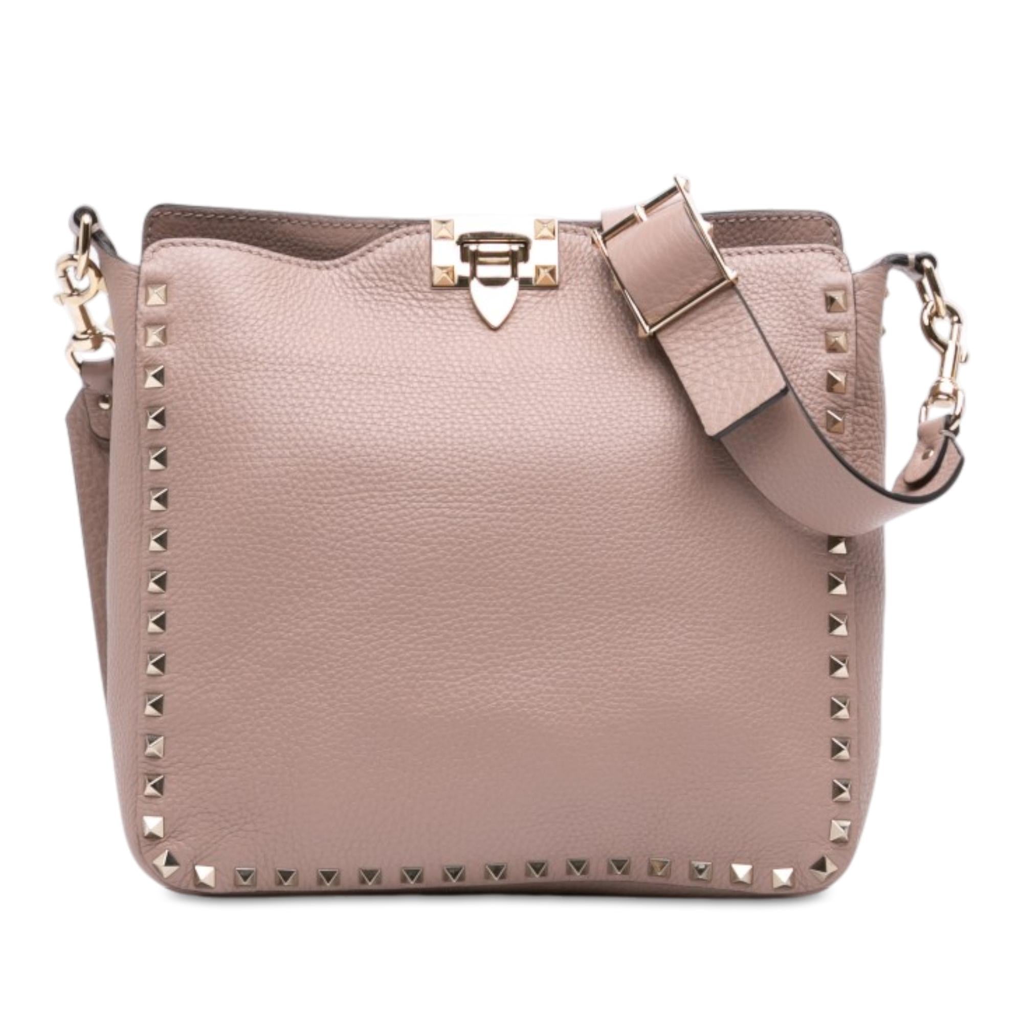 Valentino Small Grainy Calfskin Rockstud Flip Lock Messenger Bag