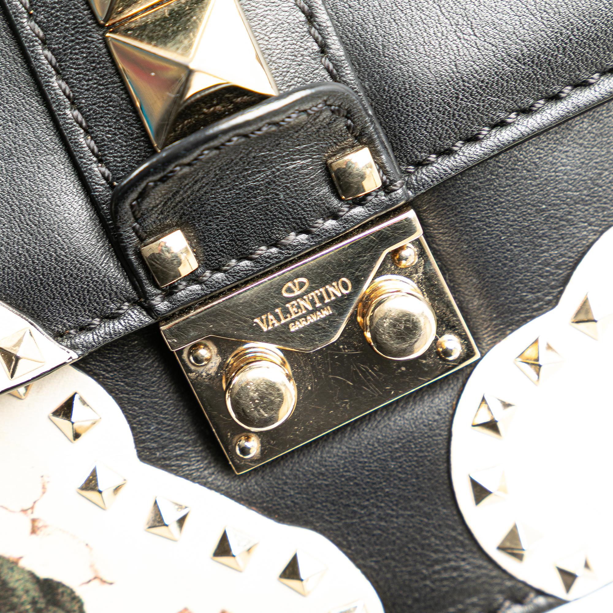 Valentino Small Kimono 1997 Print Glam Lock Shoulder Bag