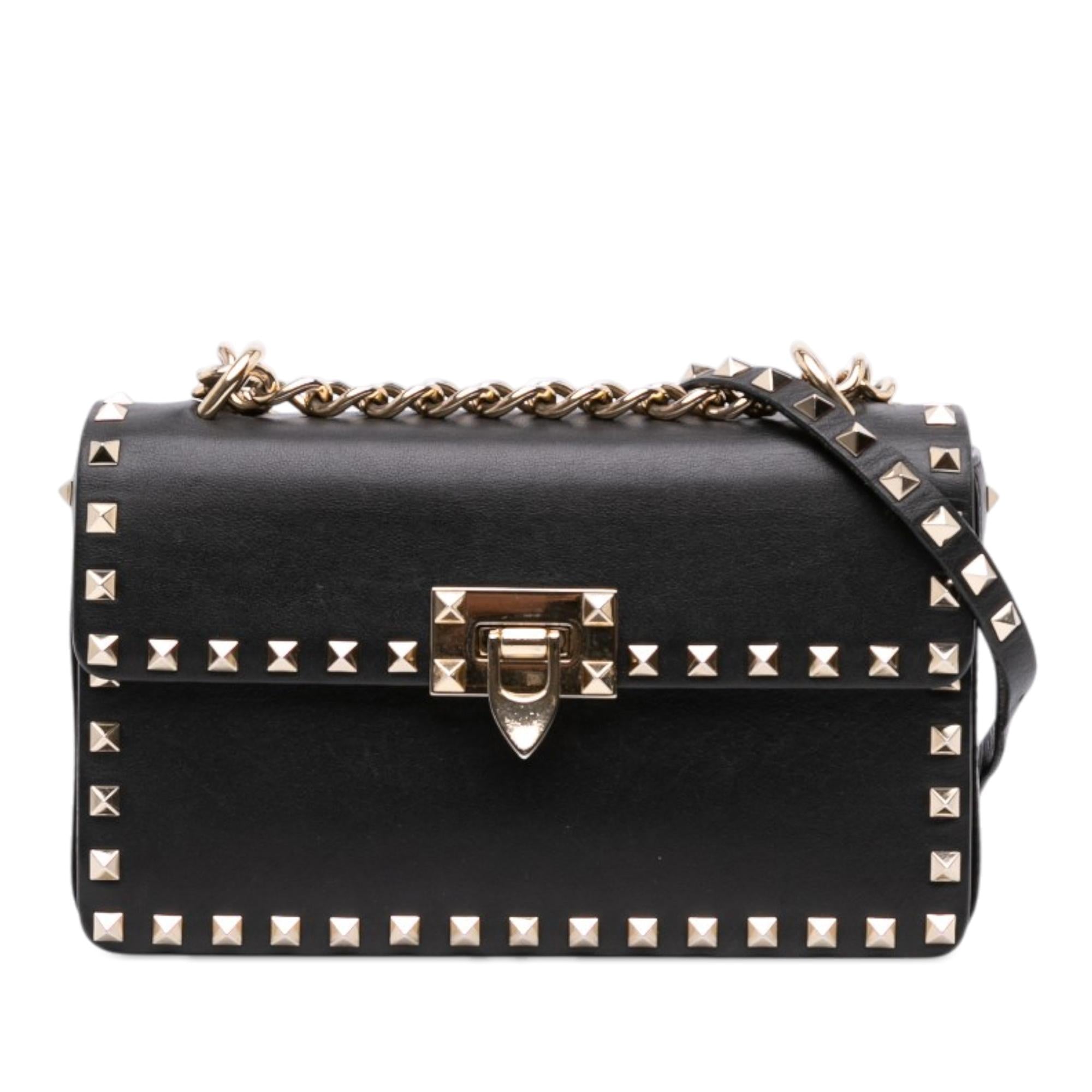Valentino Small Leather Rockstud Flip Lock Chain Crossbody