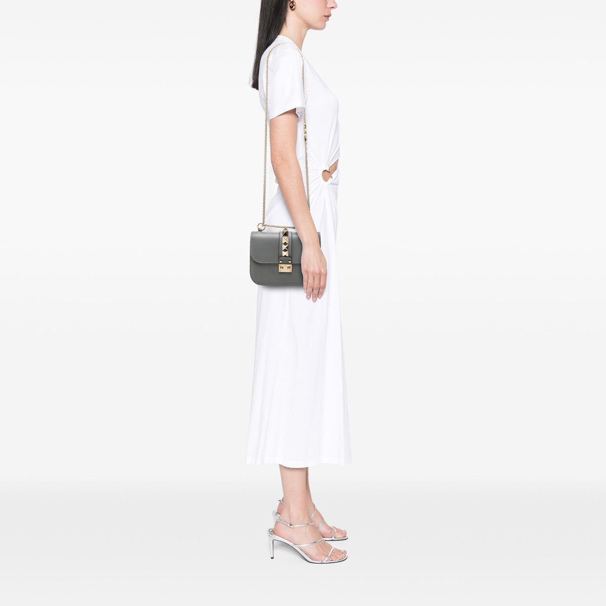 Valentino Small Leather Rockstud Glam Lock Crossbody