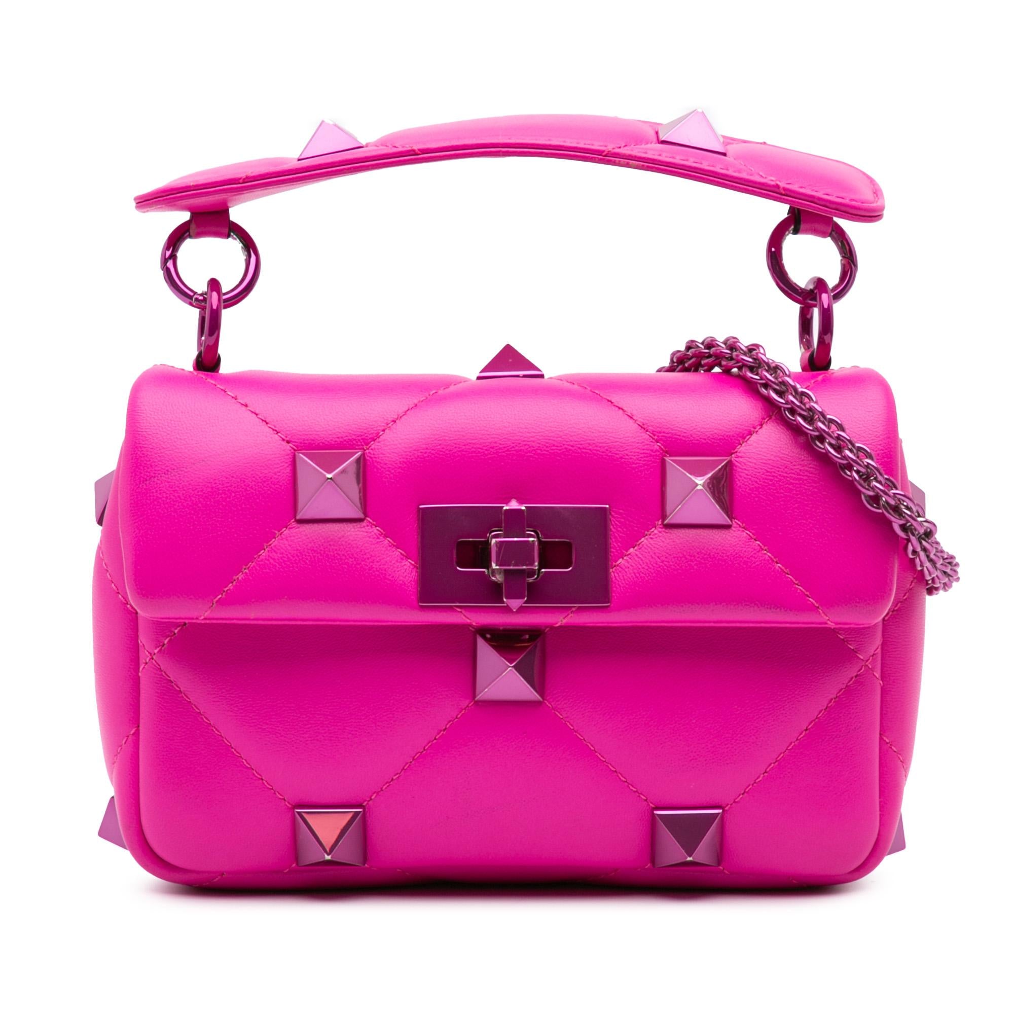 Valentino Small Nappa Lacquer Monochrome Roman Stud Satchel