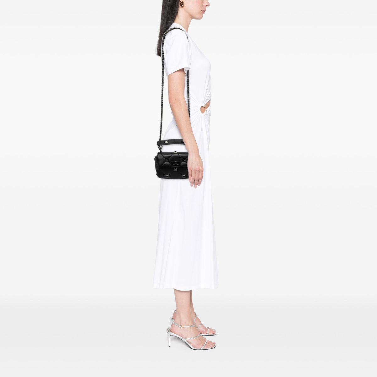 Valentino Small Nappa Monochrome Roman Stud Satchel