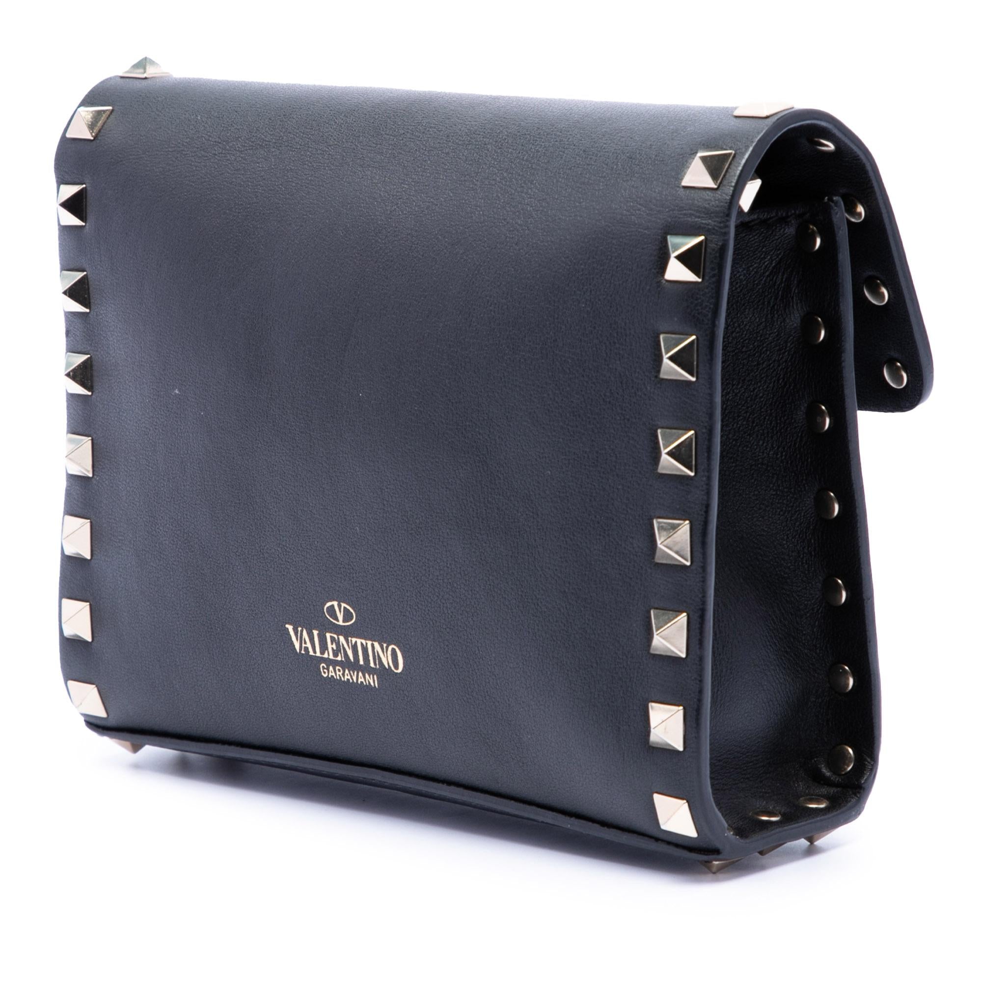Valentino Small Vitello Monochrome Rockstud Flap Crossbody