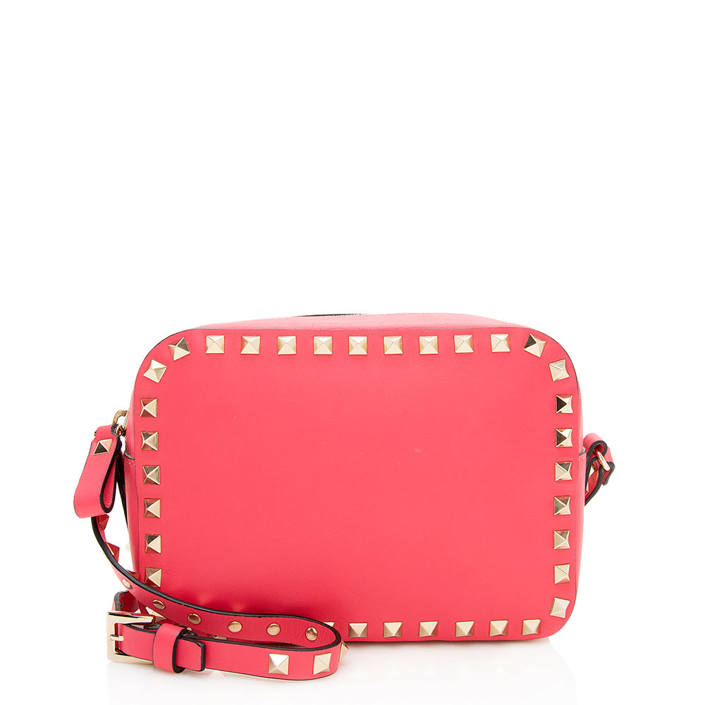 Valentino Smooth Leather Rockstud Camera Bag (SHF-12392)