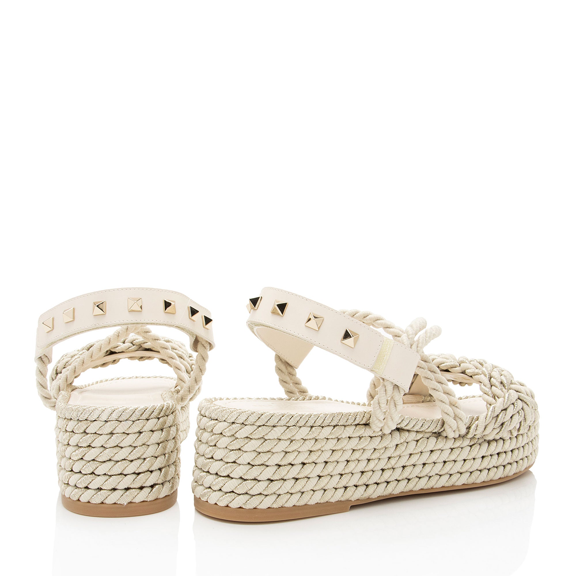Valentino Torchon Rockstud Woven Platform Sandals - Size 7 / 37