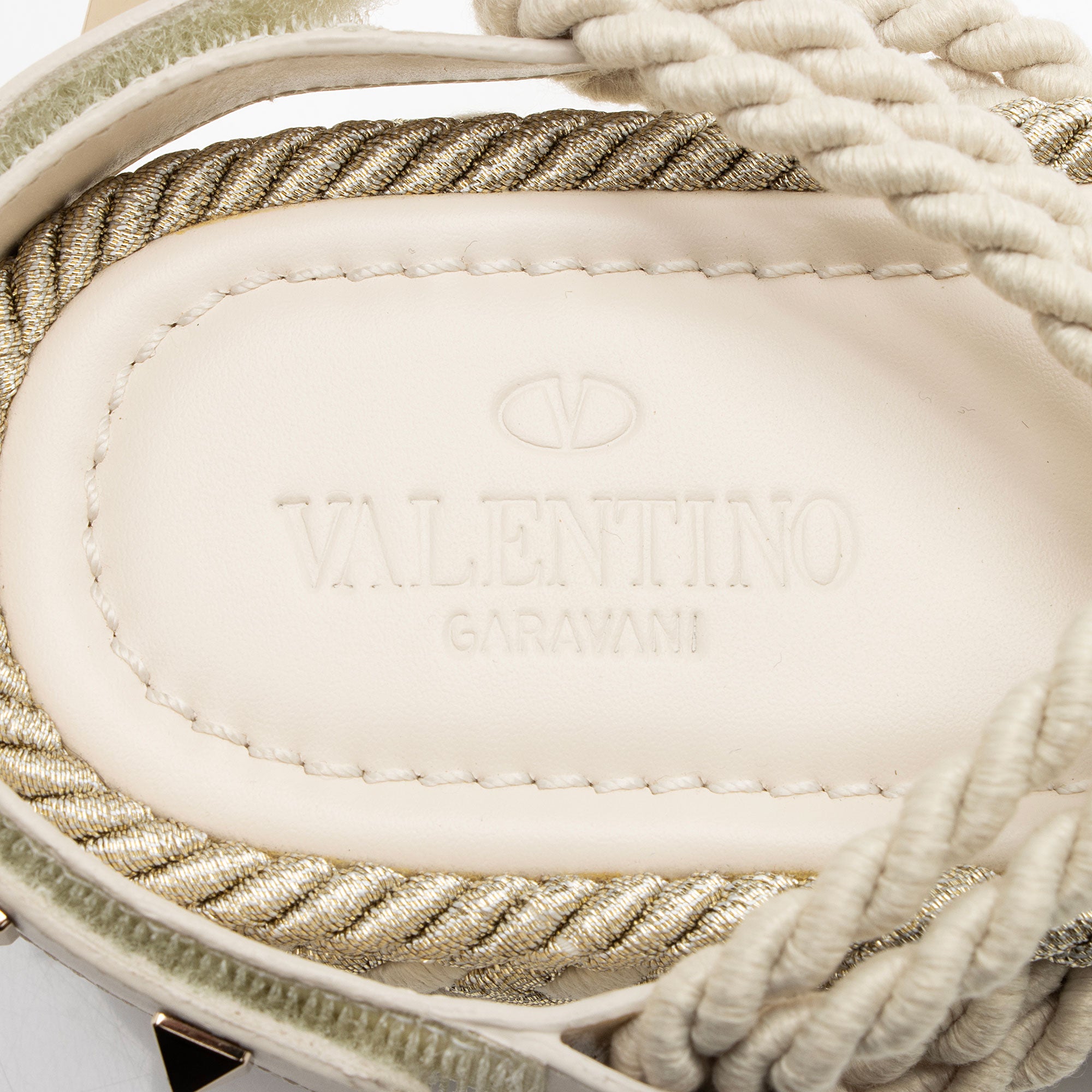 Valentino Torchon Rockstud Woven Platform Sandals - Size 7 / 37