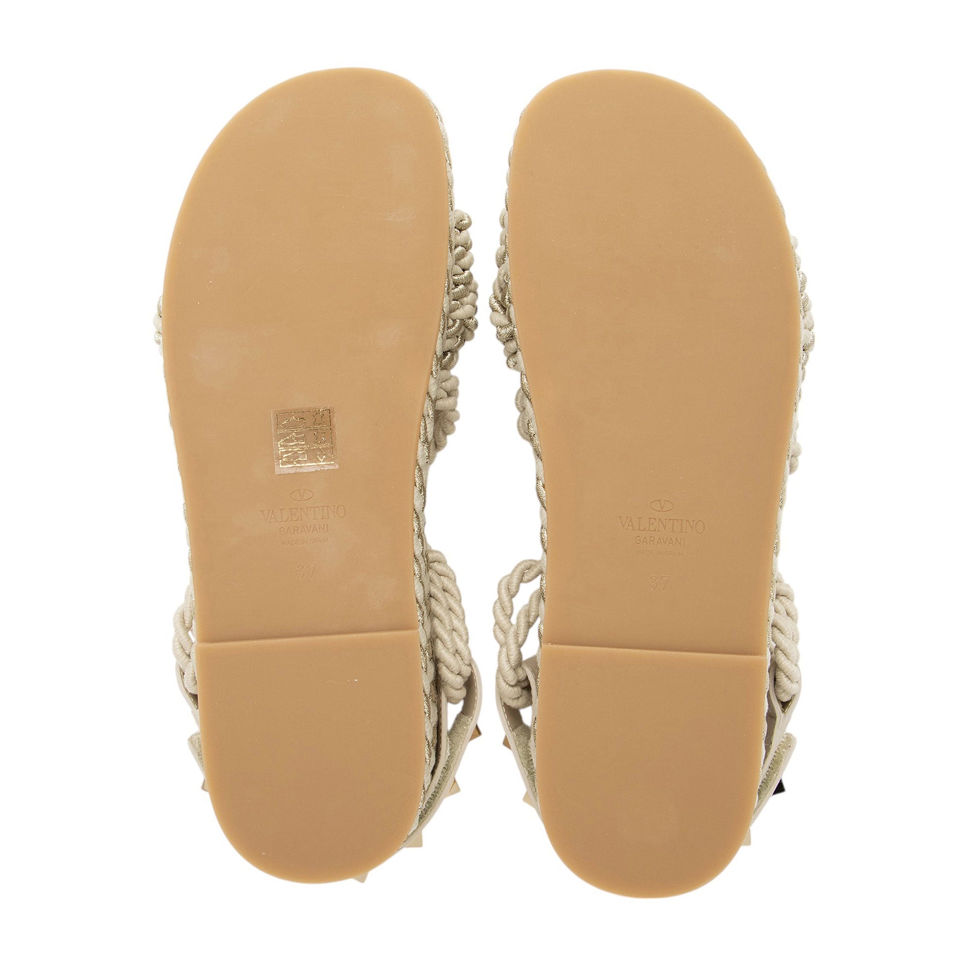 Valentino Torchon Rockstud Woven Platform Sandals - Size 7 / 37