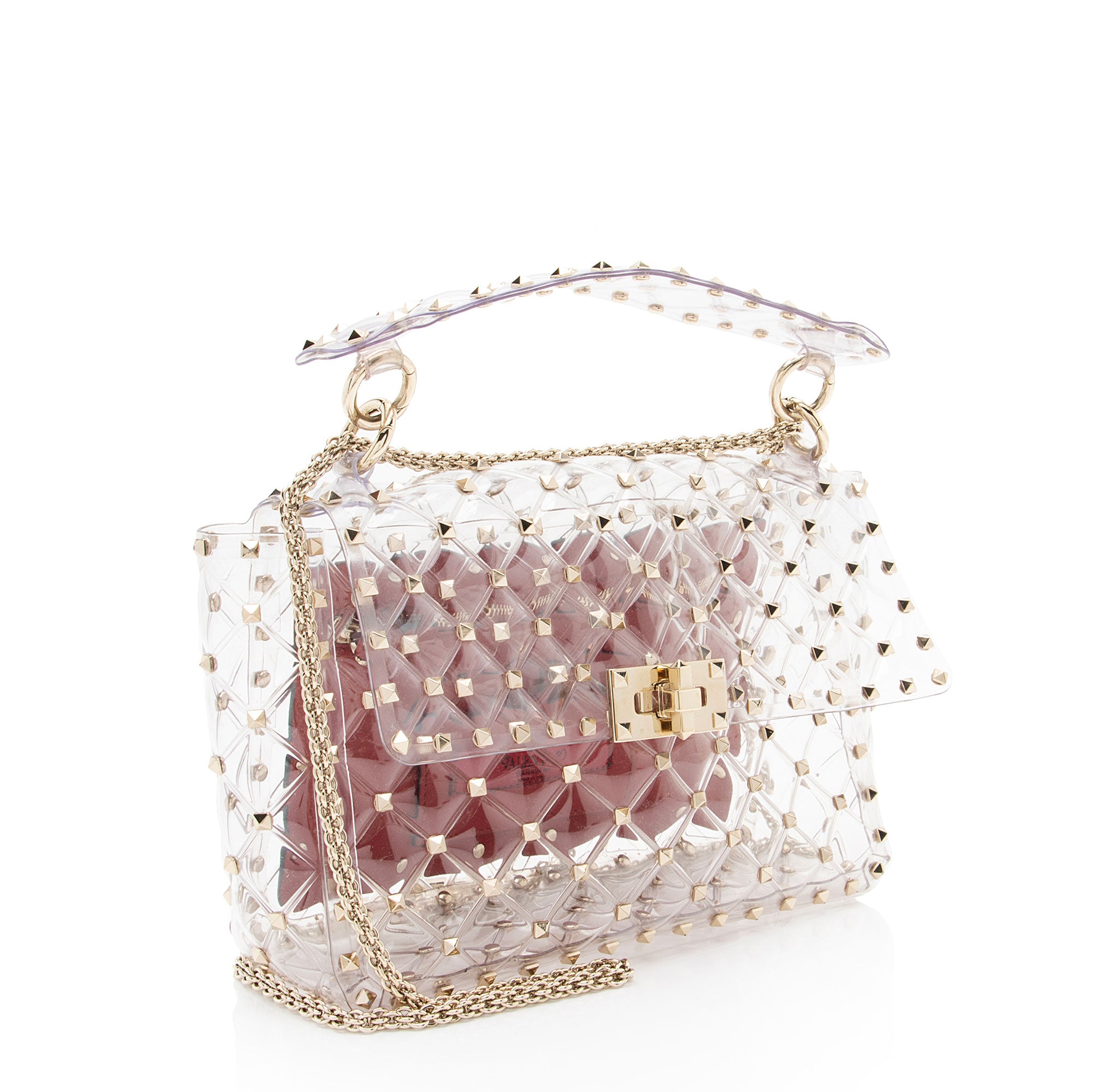 Valentino Transparent PVC Rockstud Spike Up Shoulder Bag