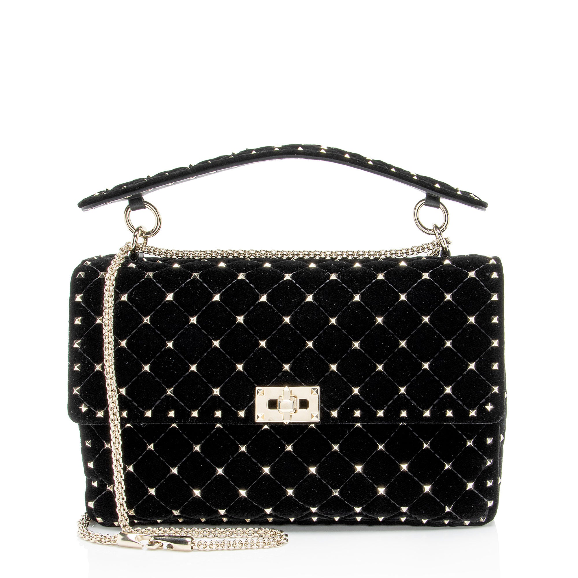 Valentino Velvet Rockstud Spike Up Shoulder Bag