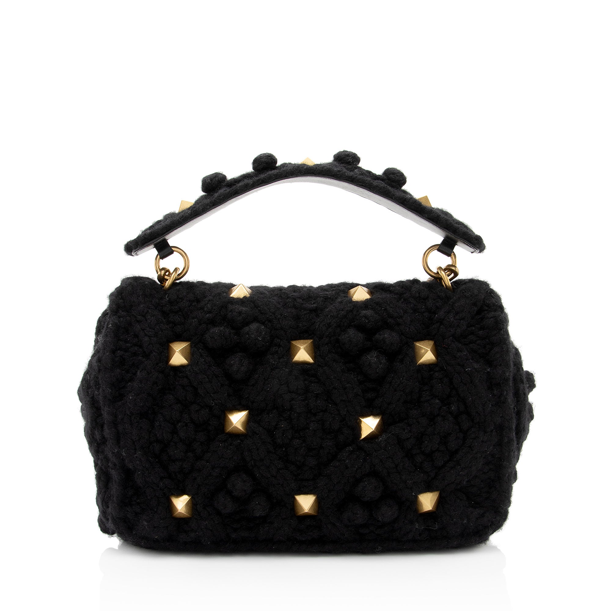 Valentino Wool Roman Stud Shoulder Bag (SHF-ZSmRY9)
